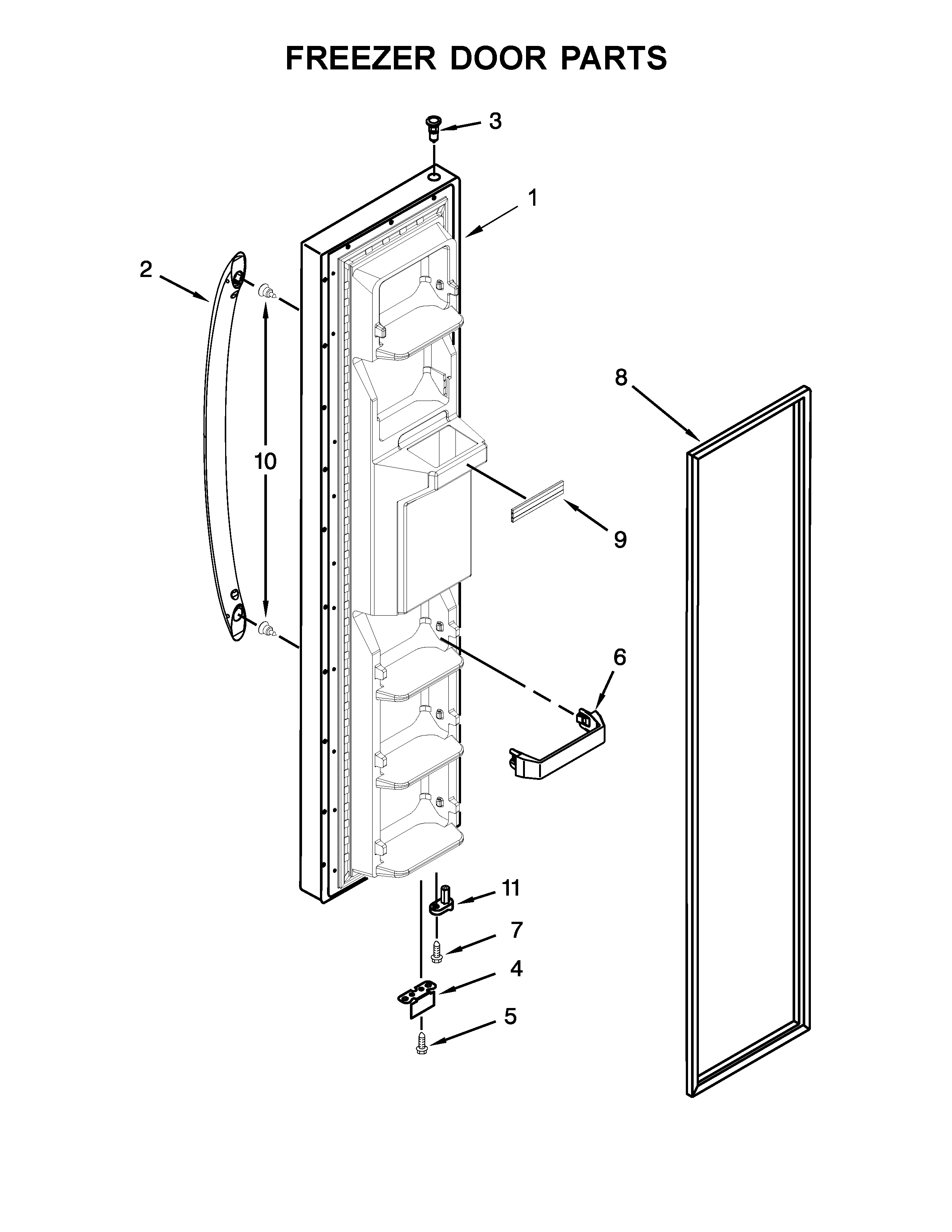 Whirlpool WRS325FDAW04 freezer door parts diagram
