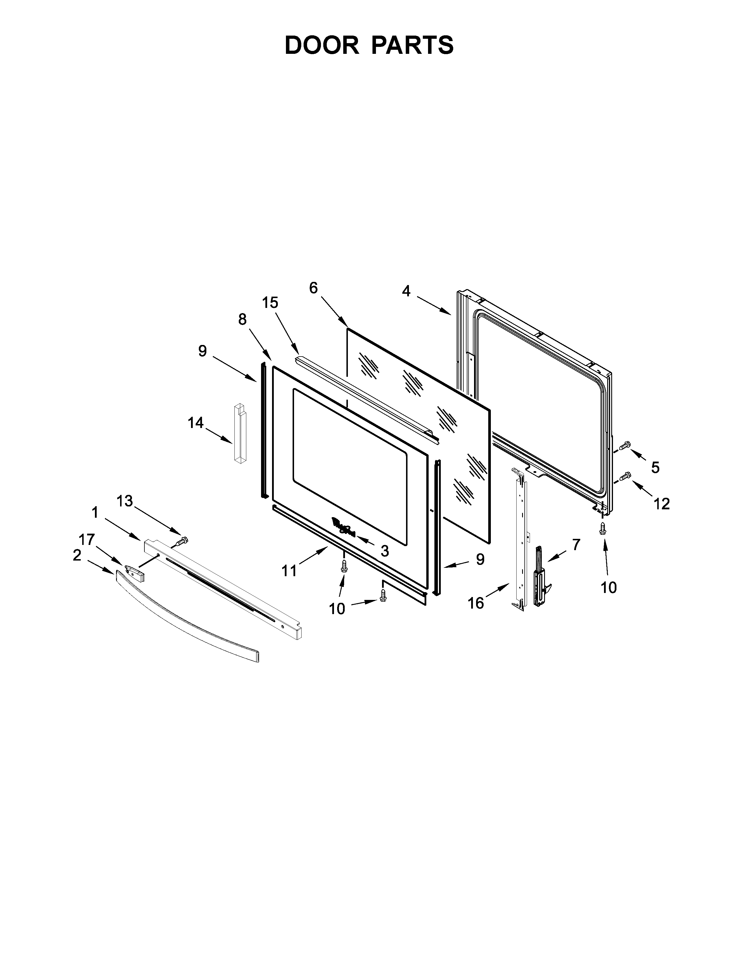 Whirlpool YWEE750H0HW0 door parts diagram