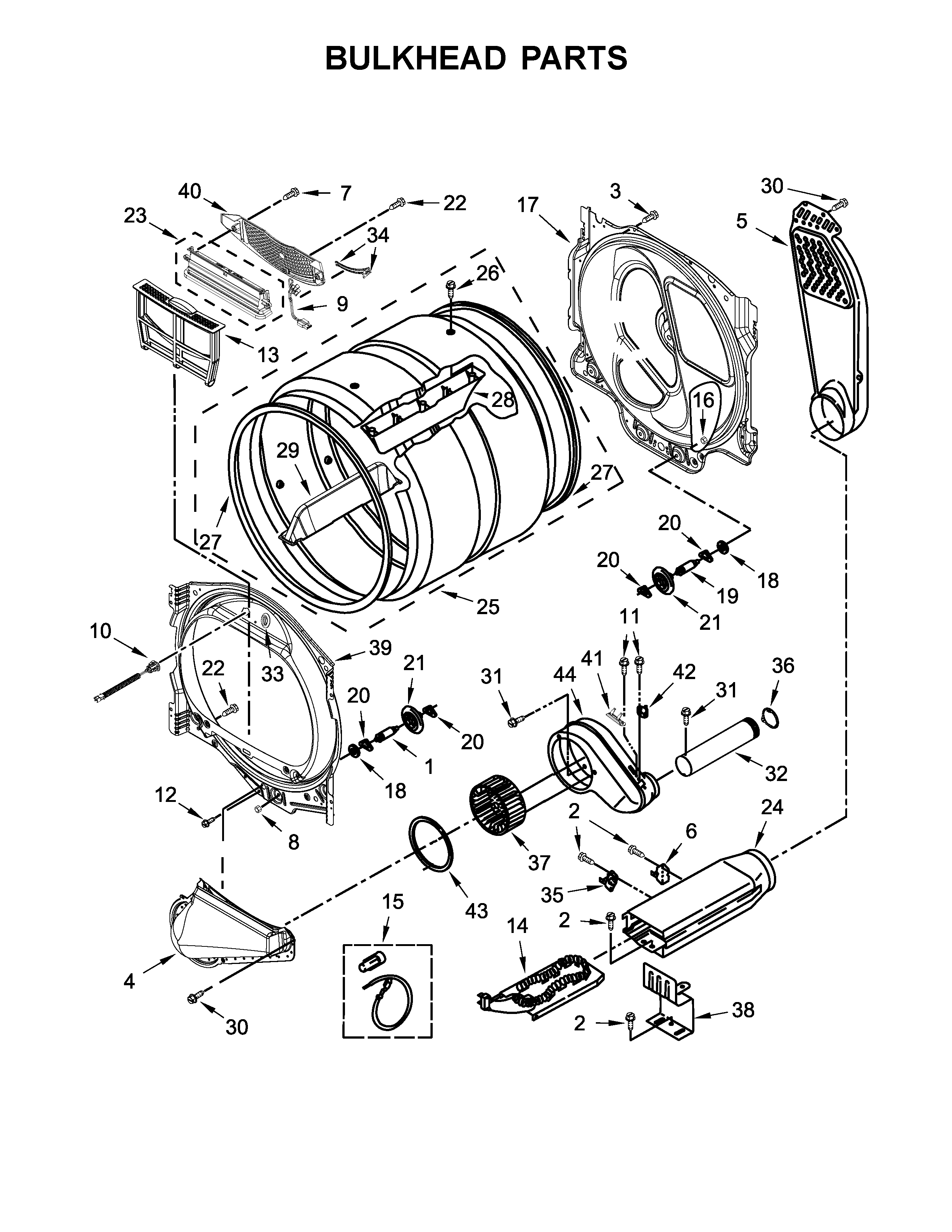 Whirlpool YWED8000DW4 bulkhead parts diagram