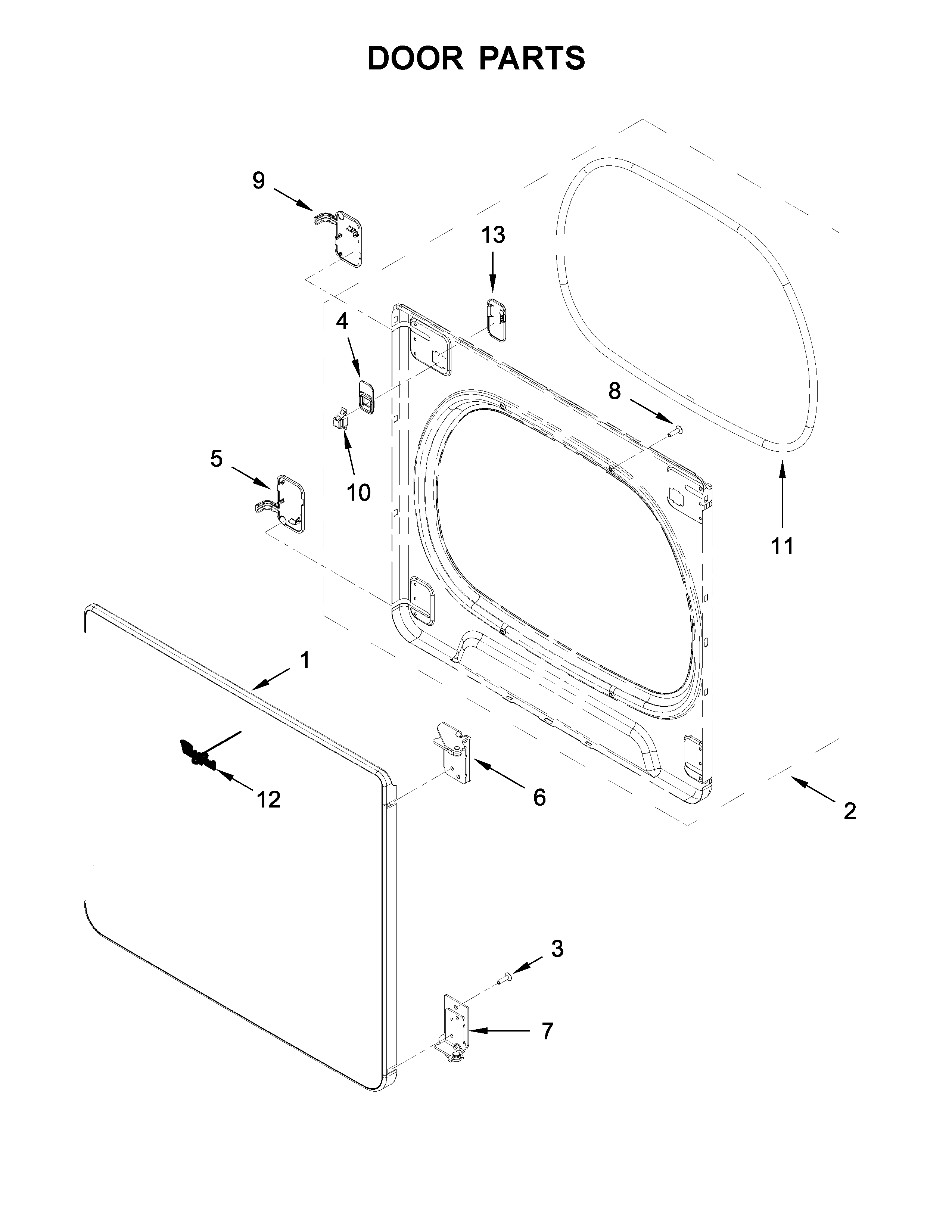 Whirlpool YWED8000DW4 door parts diagram