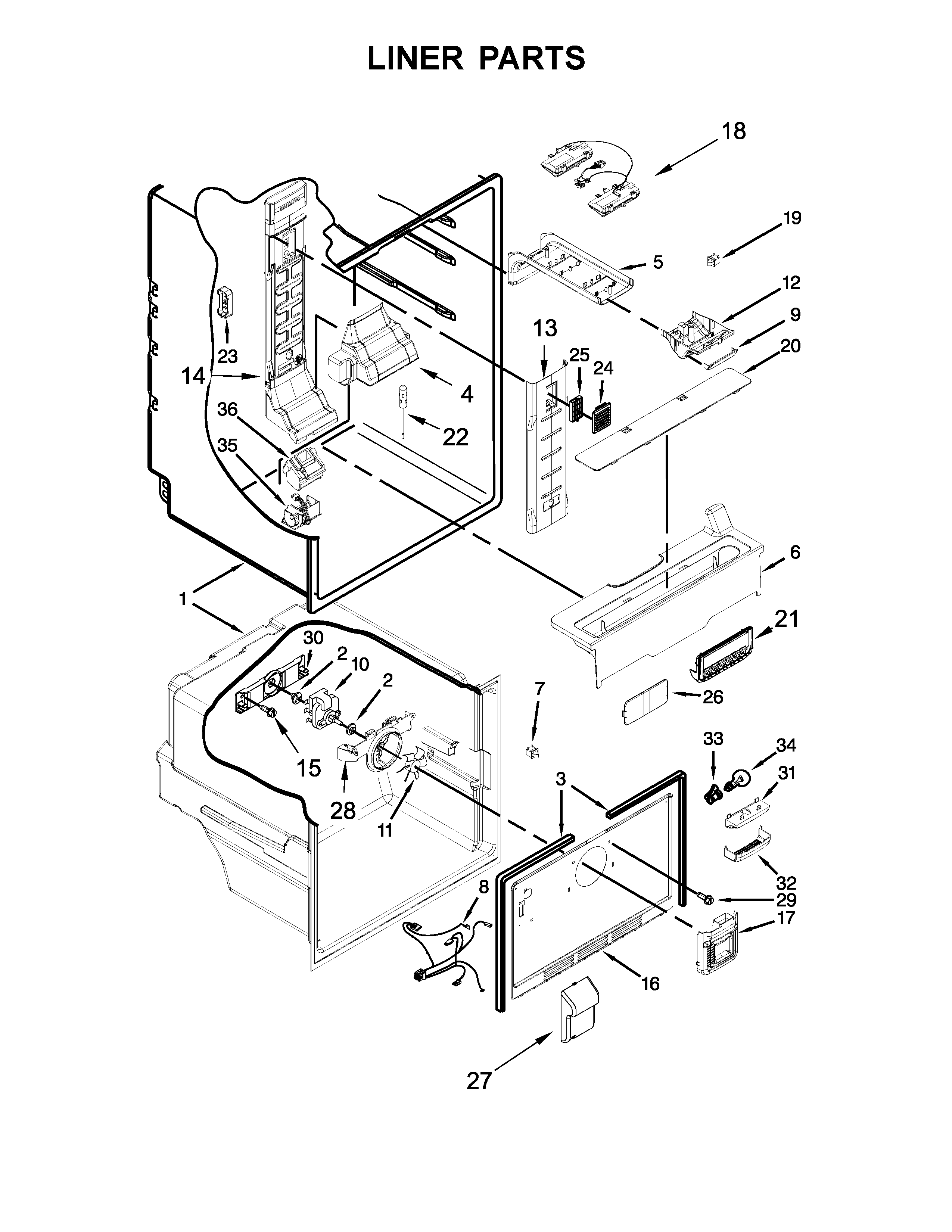 Maytag MFB2055FRW00 liner parts diagram