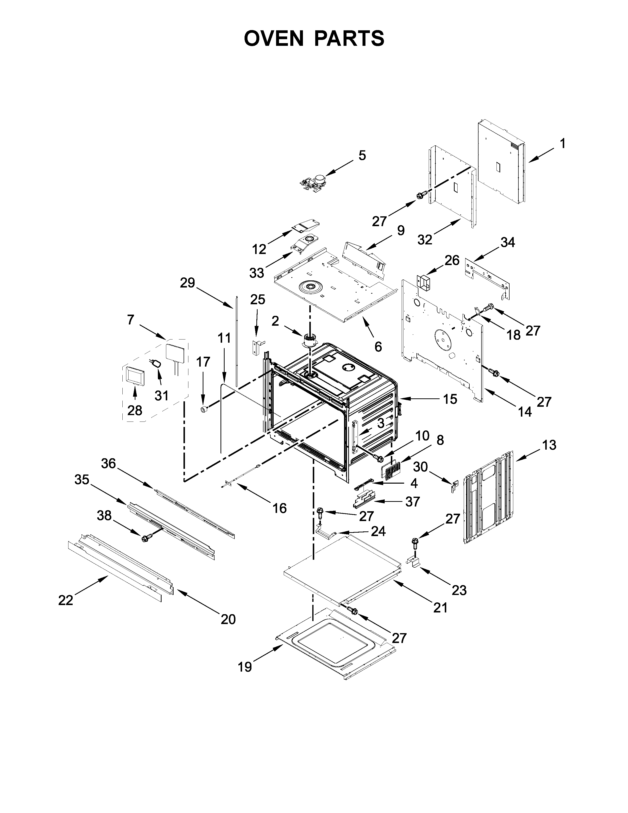 Jenn-Air JJW2827DB02 oven parts diagram