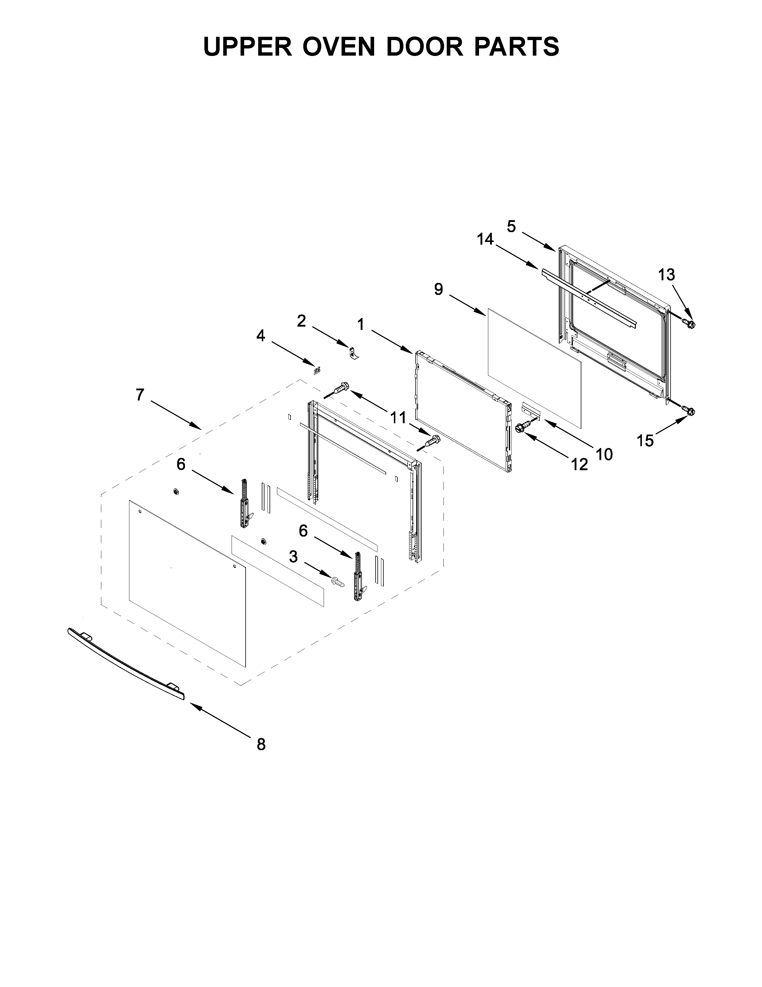 Jenn-Air JJW2827DB02 upper oven door parts diagram
