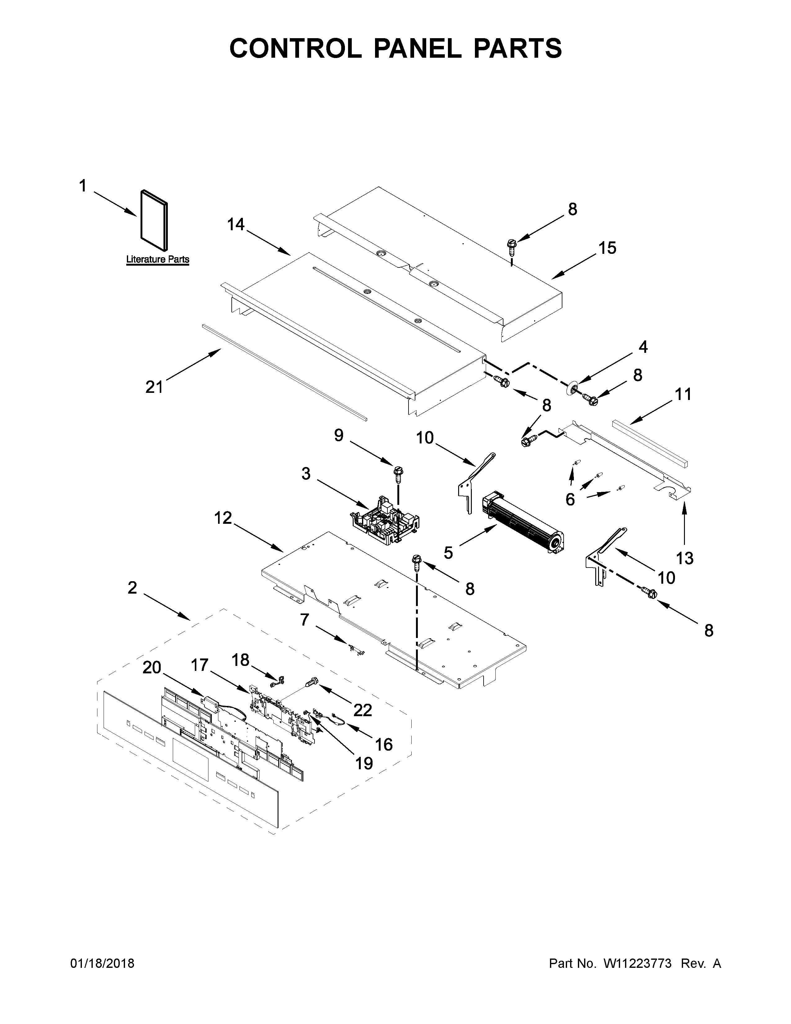 Jenn-Air JJW2830DB02 control panel parts diagram