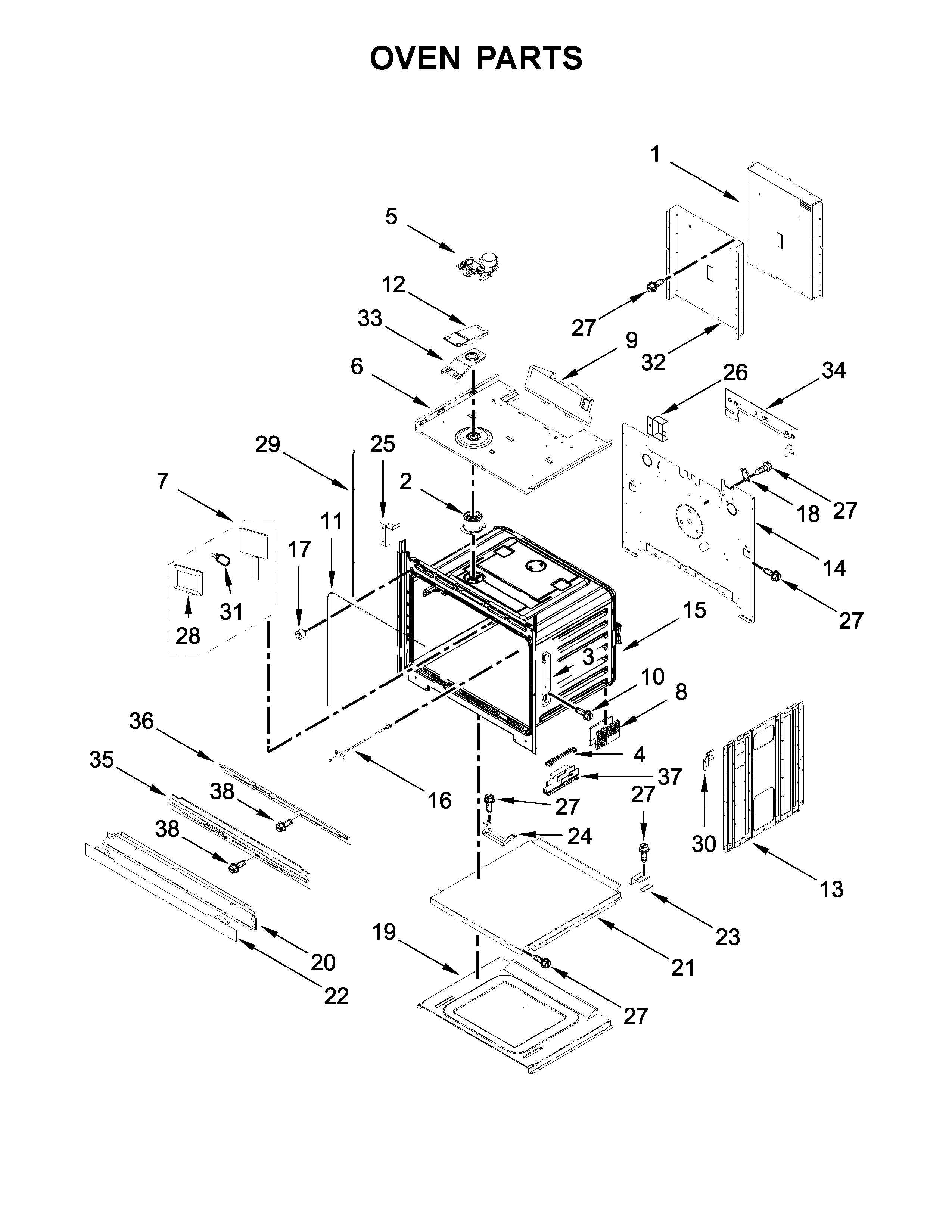 Jenn-Air JJW2830DB02 oven parts diagram