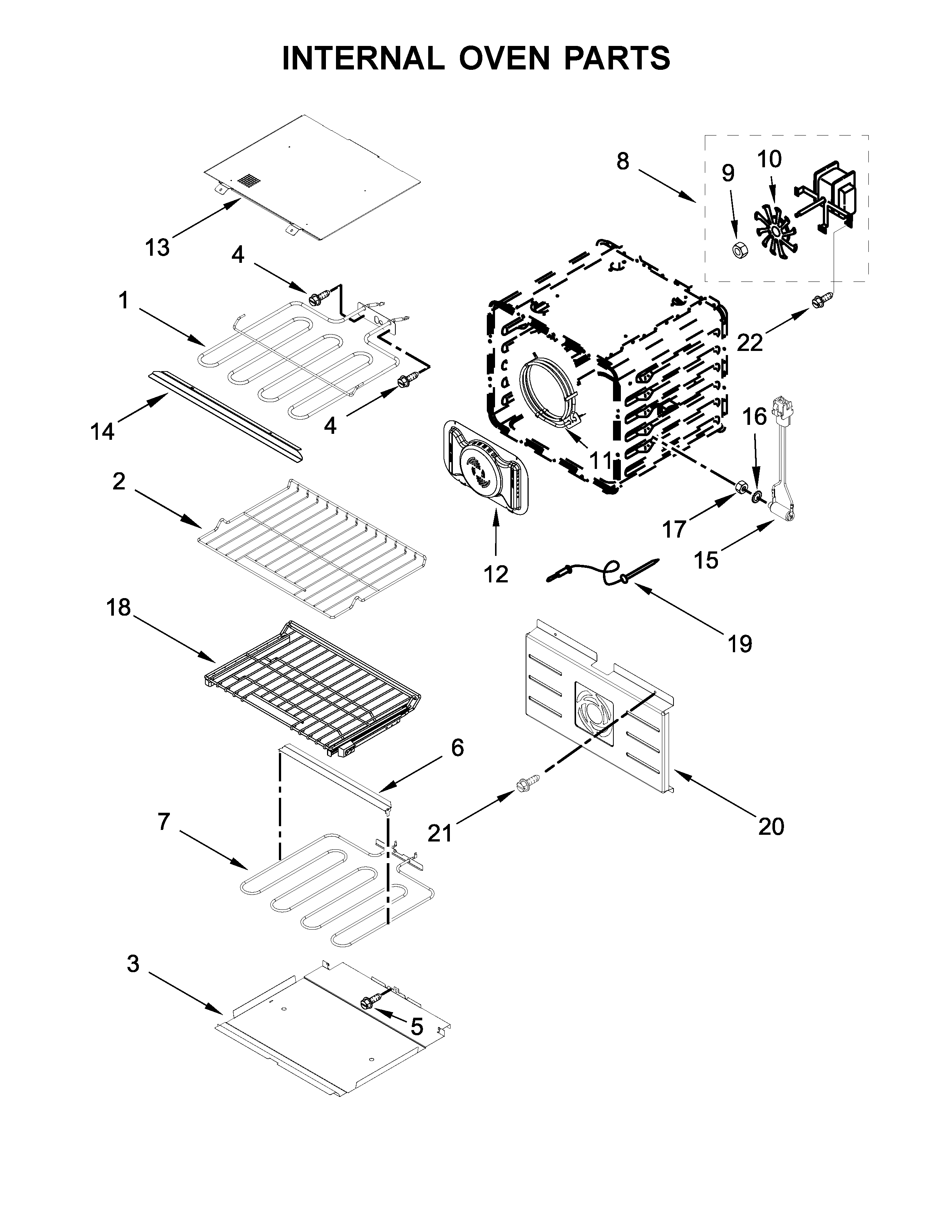 Jenn-Air JJW2830DB02 internal oven parts diagram
