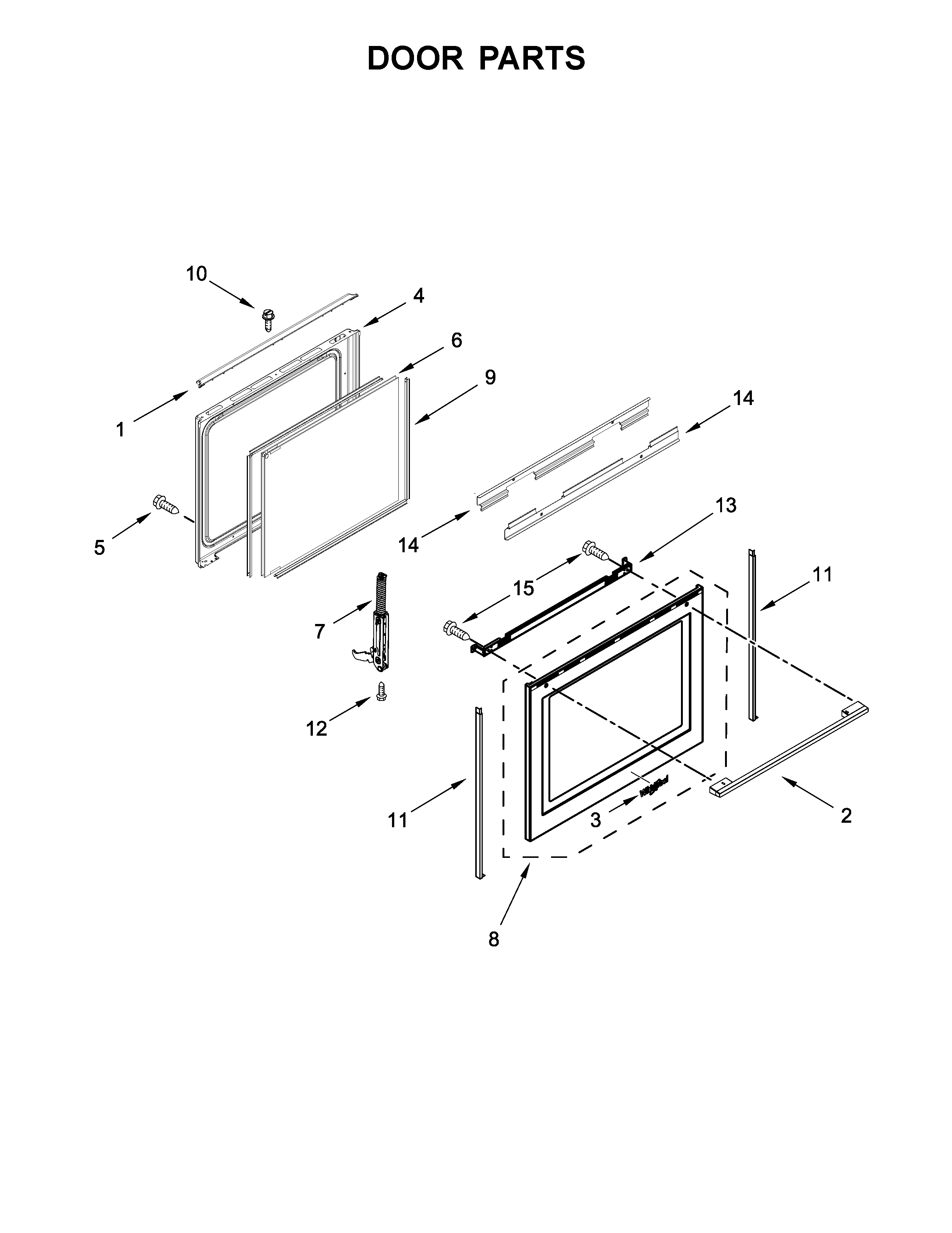 Whirlpool WEEA25H0HN0 door parts diagram