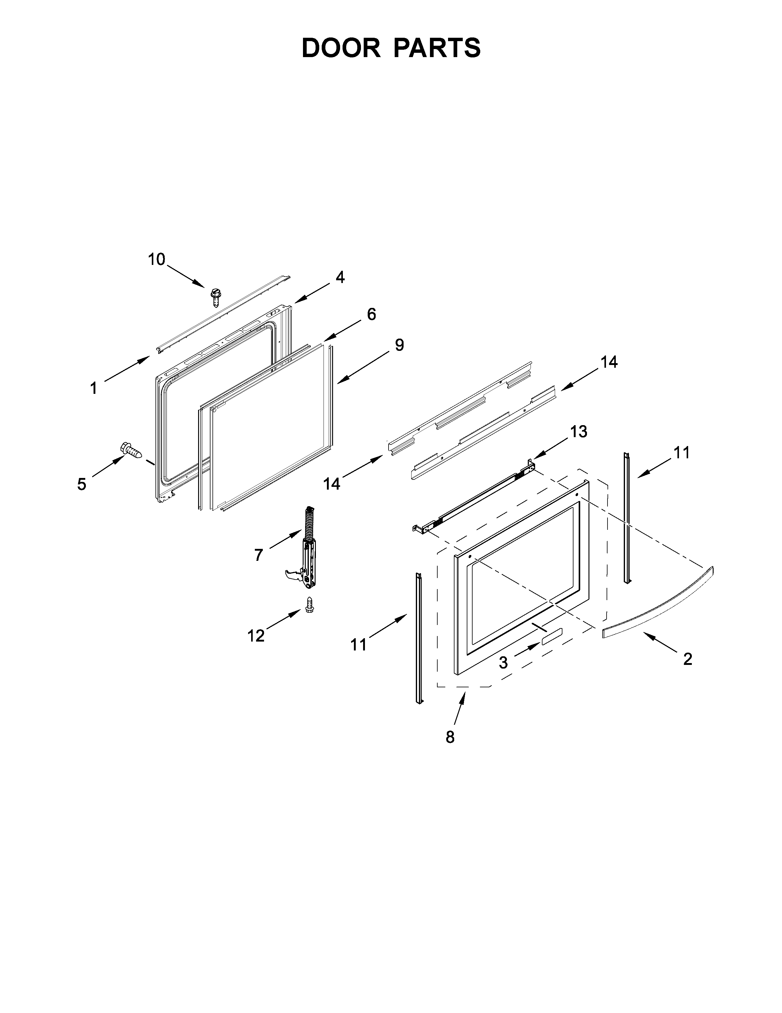 Whirlpool YWEE750H0HV0 door parts diagram
