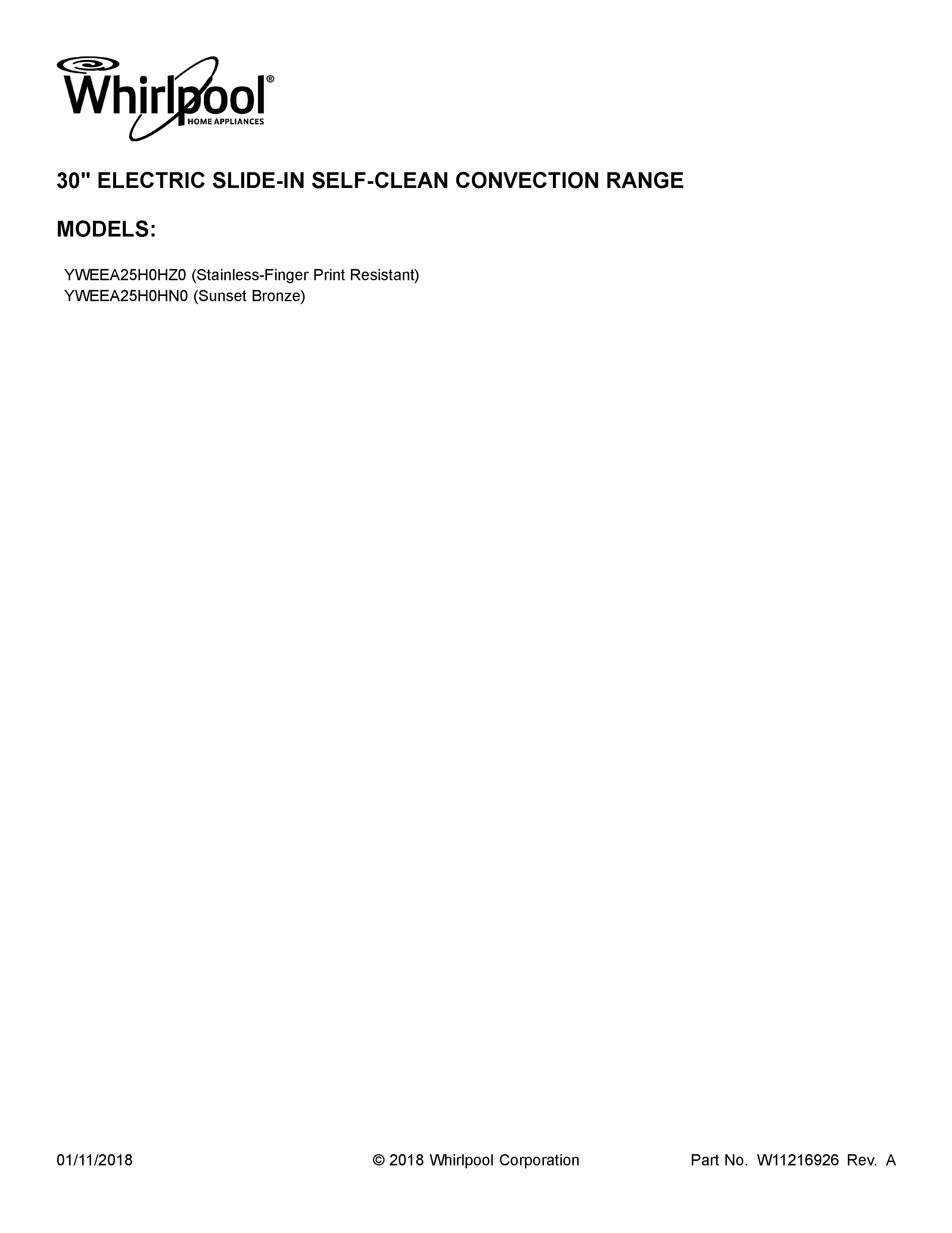 Whirlpool YWEEA25H0HN0 cover sheet diagram
