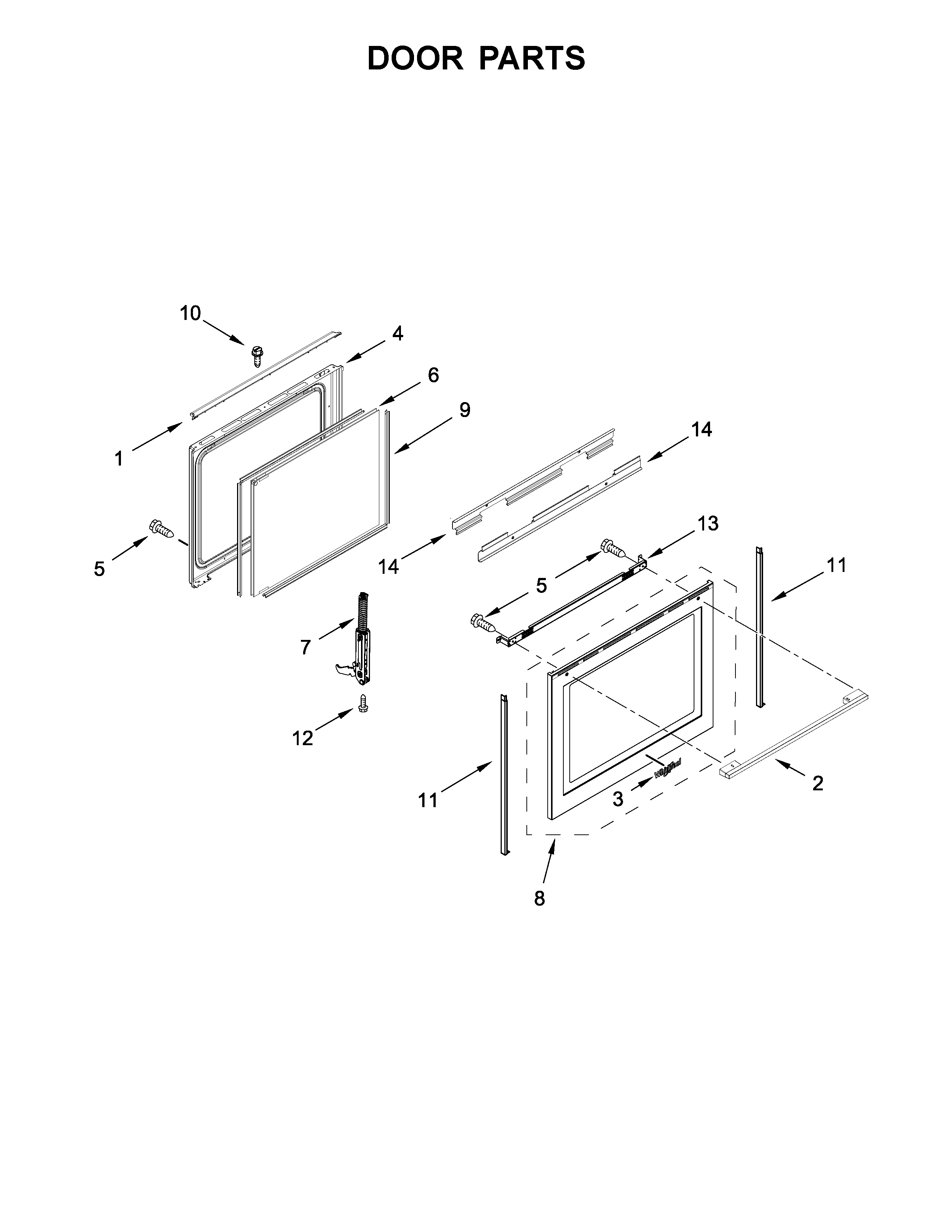 Whirlpool YWEEA25H0HN0 door parts diagram