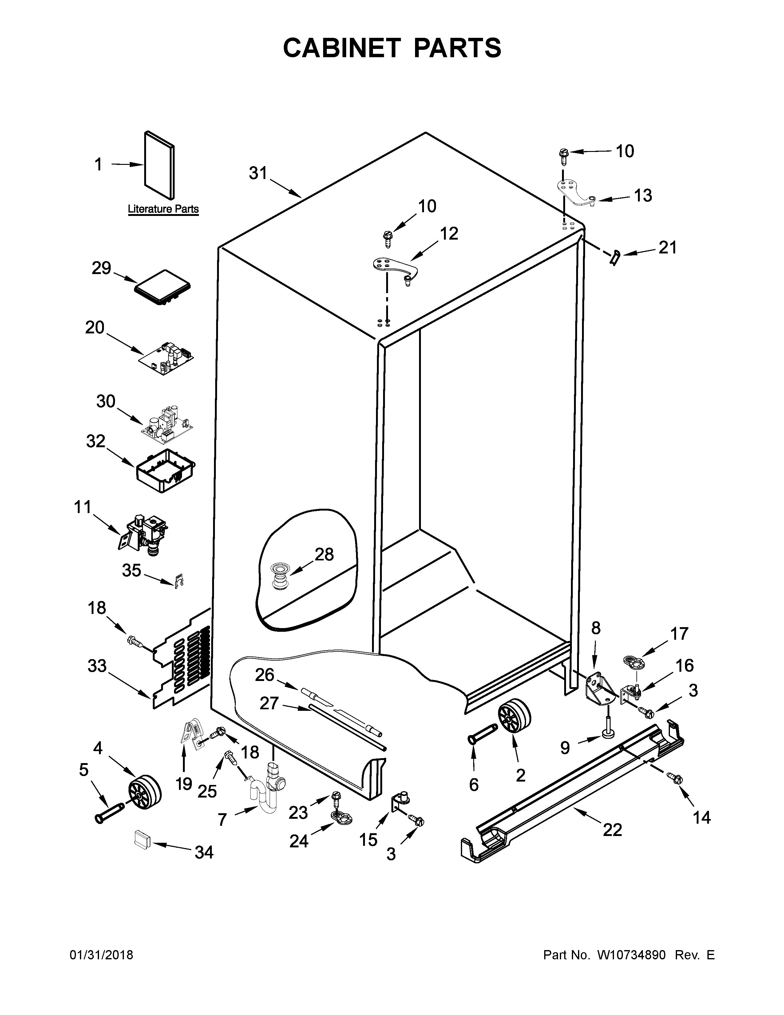 Whirlpool WRS970CIDE00 cabinet parts diagram