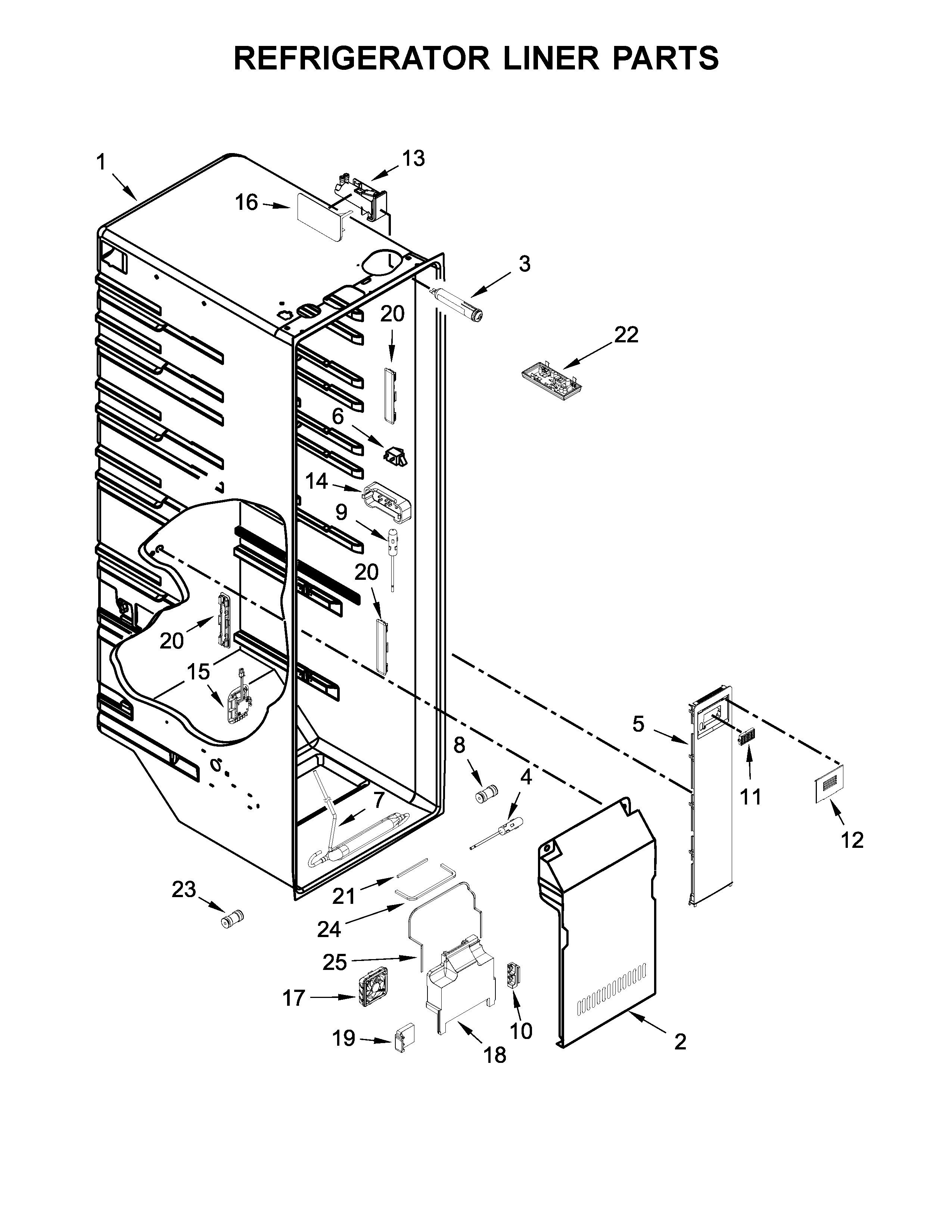 Whirlpool WRS970CIDE00 refrigerator liner parts diagram