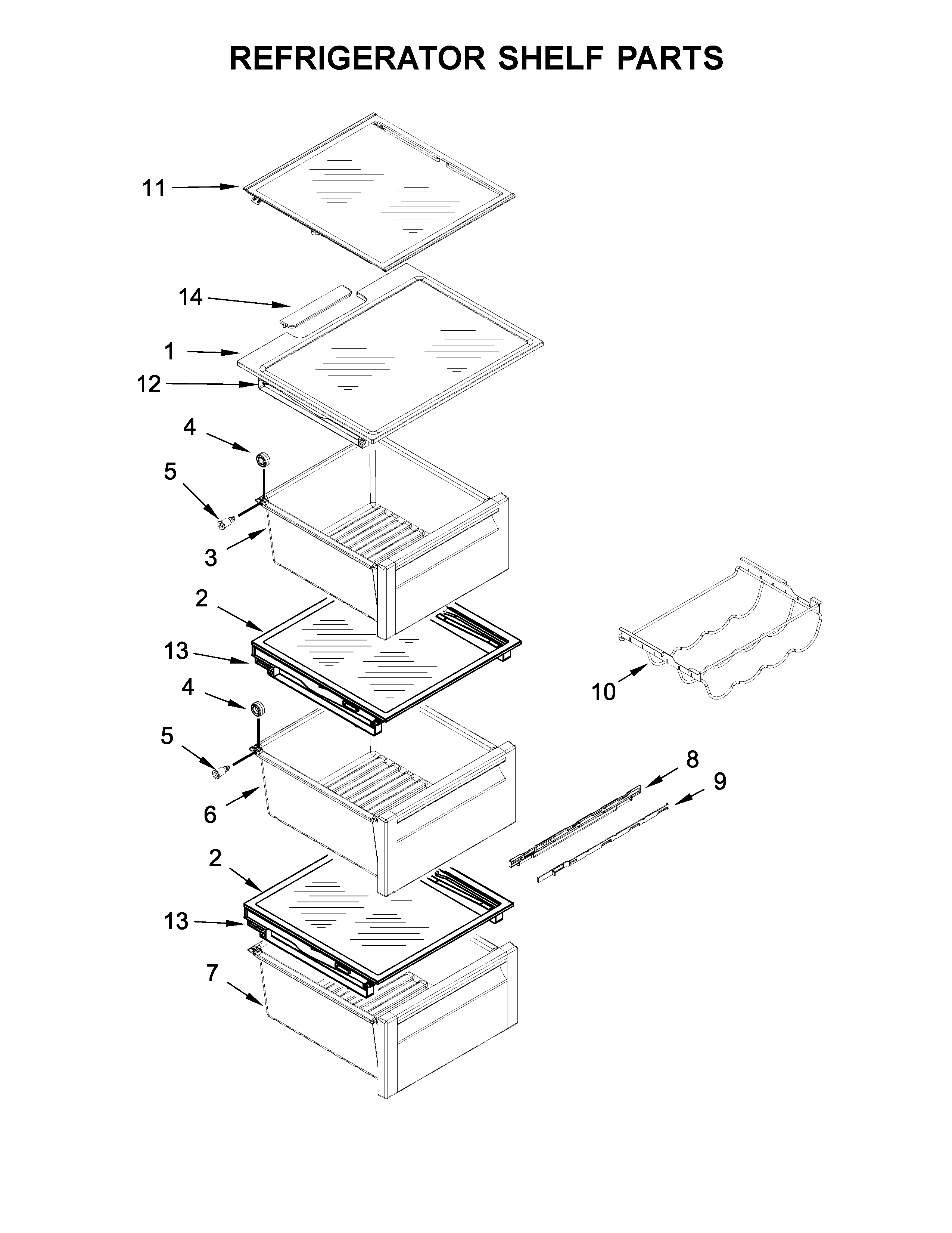 Whirlpool WRS970CIDE00 refrigerator shelf parts diagram