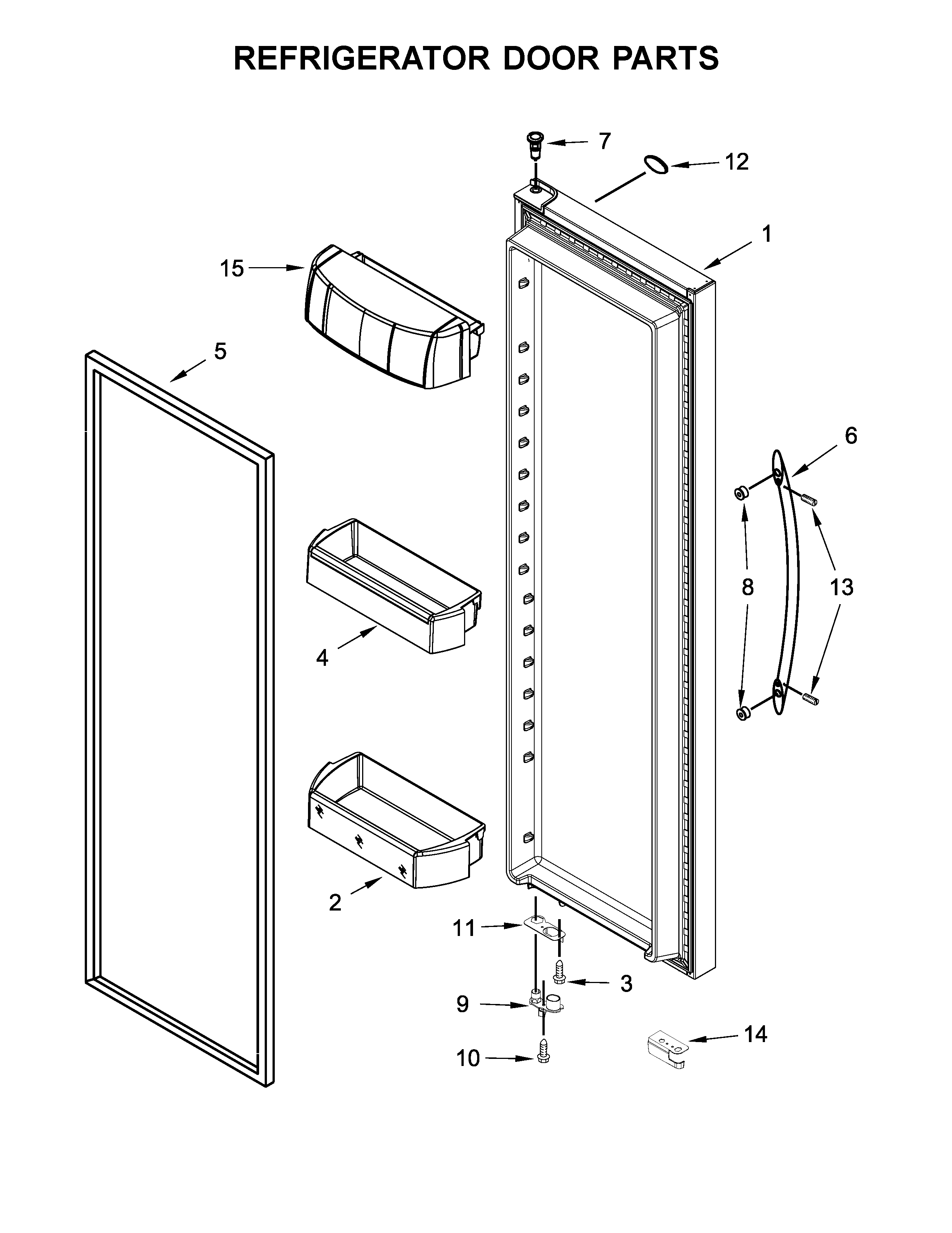 Whirlpool WRS970CIDE00 refrigerator door parts diagram