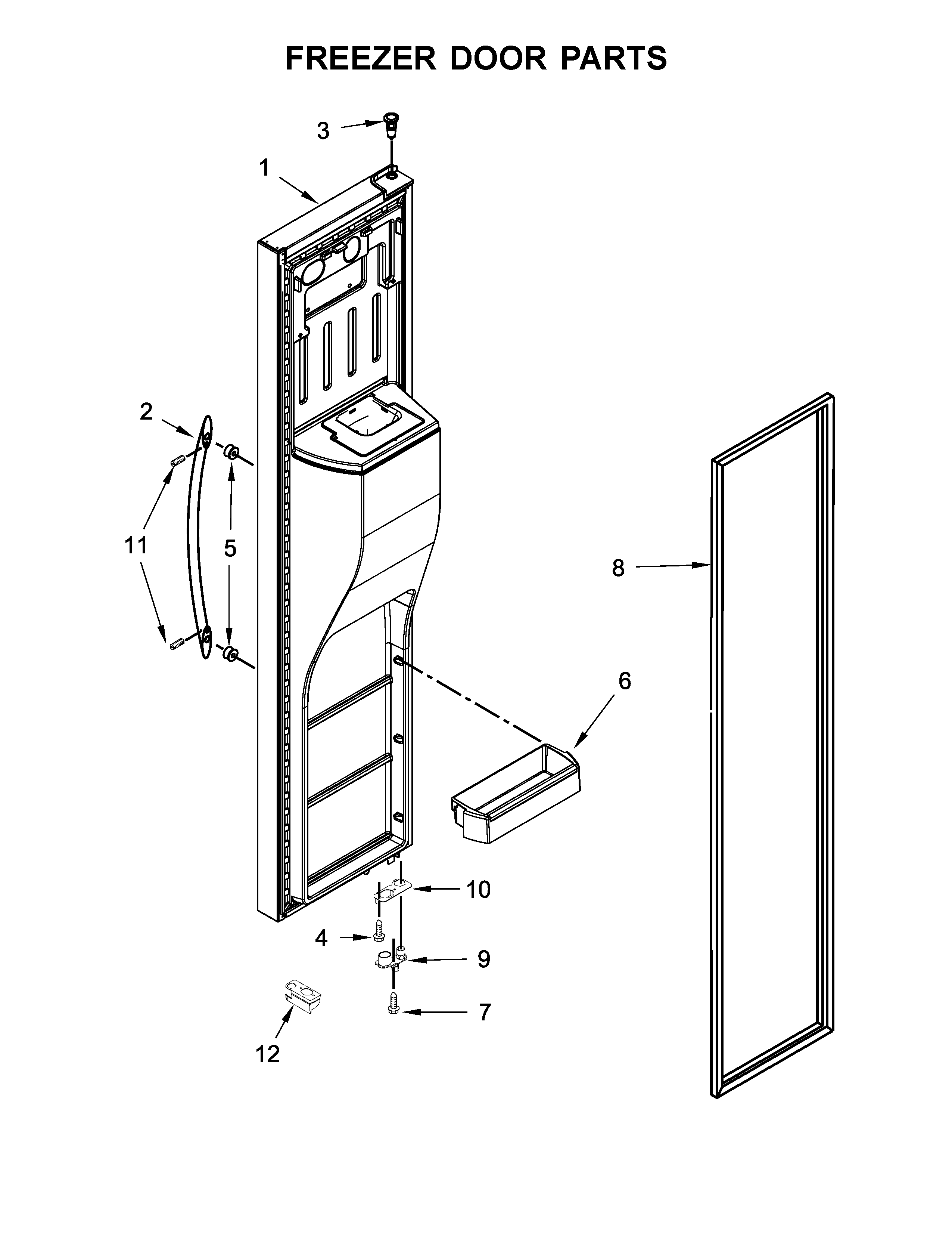 Whirlpool WRS970CIDE00 freezer door parts diagram