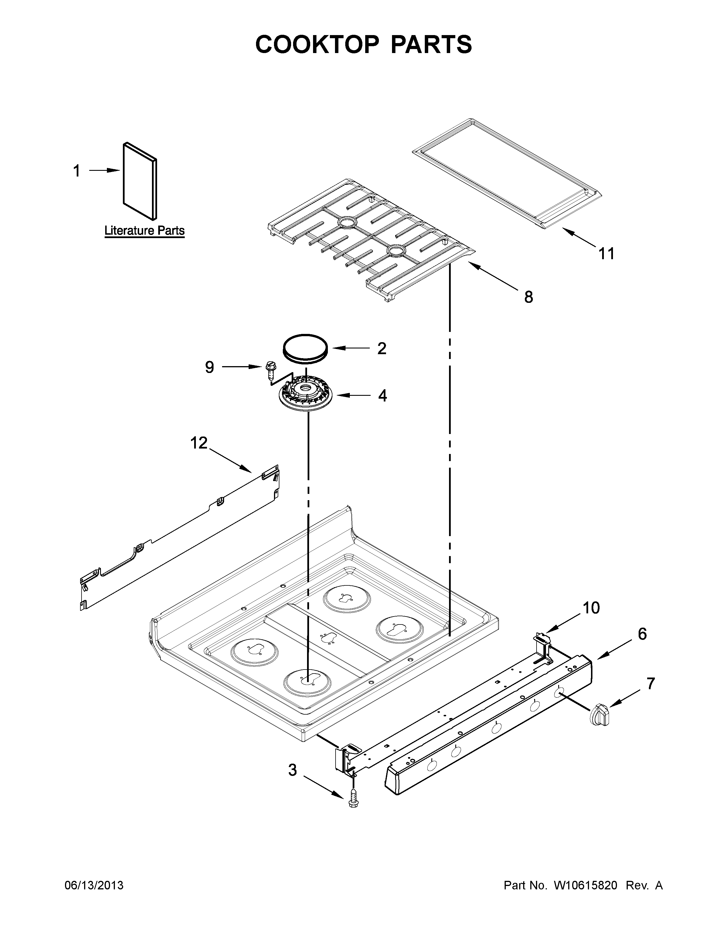 KitchenAid KGRS303BBL1 cooktop parts diagram