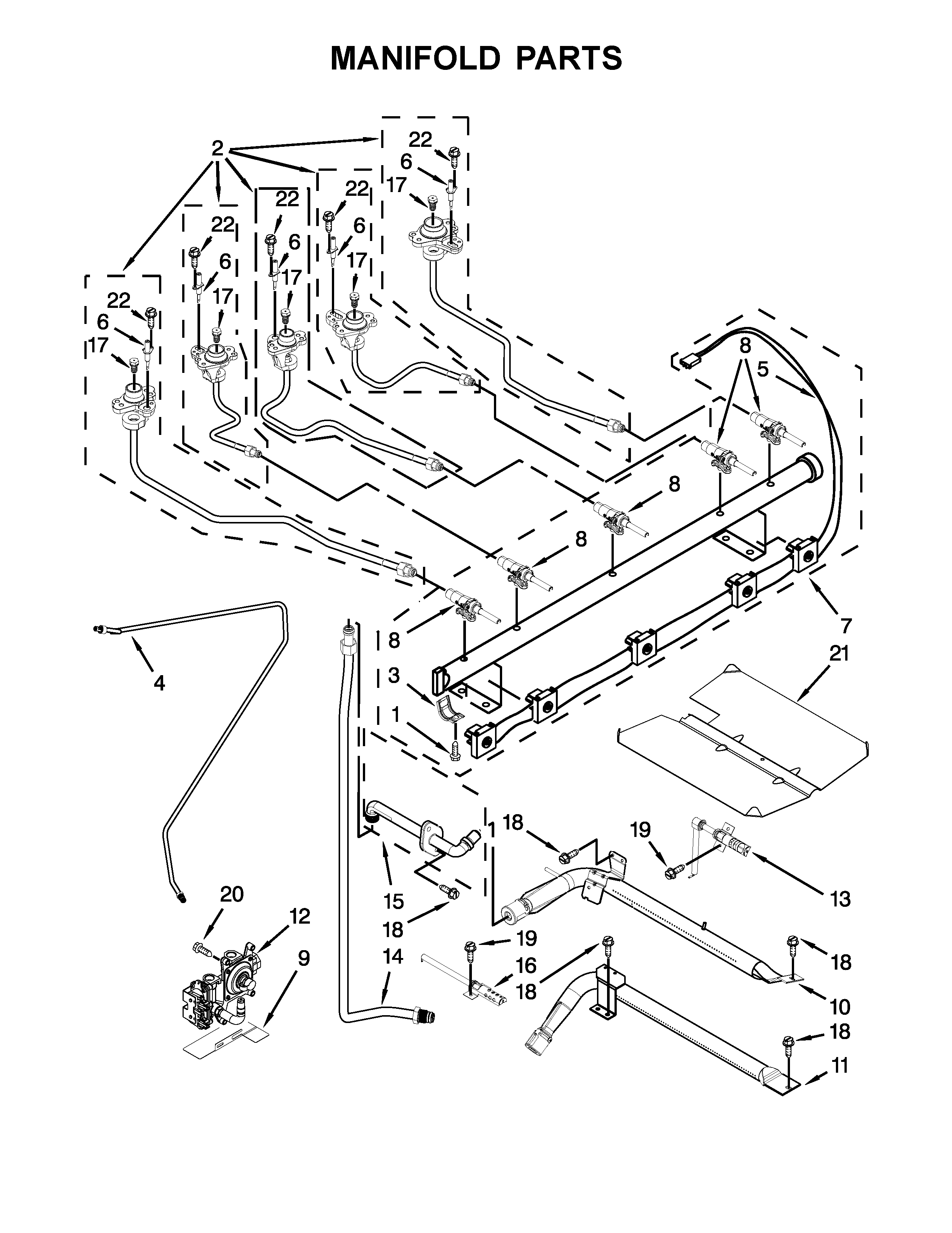KitchenAid KGRS303BBL1 manifold parts diagram