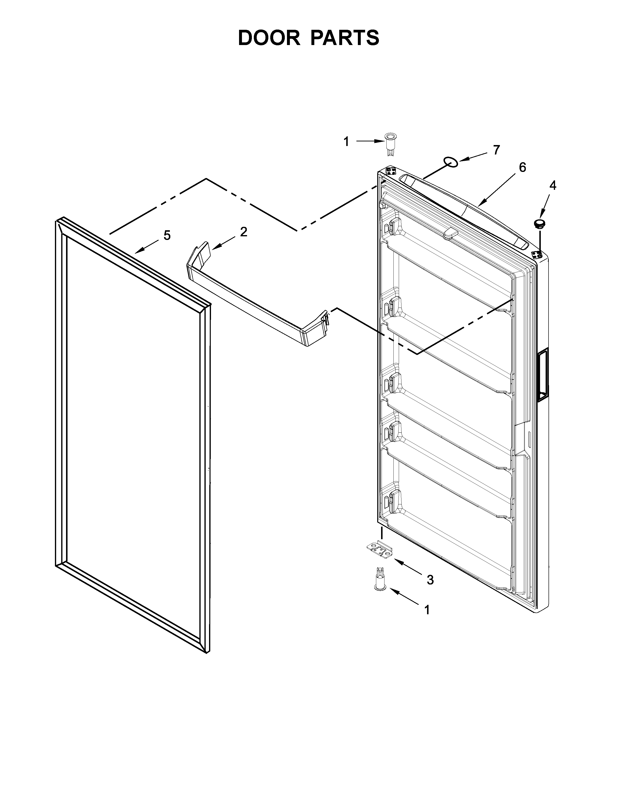 Whirlpool WZF34X16DW04 door parts diagram