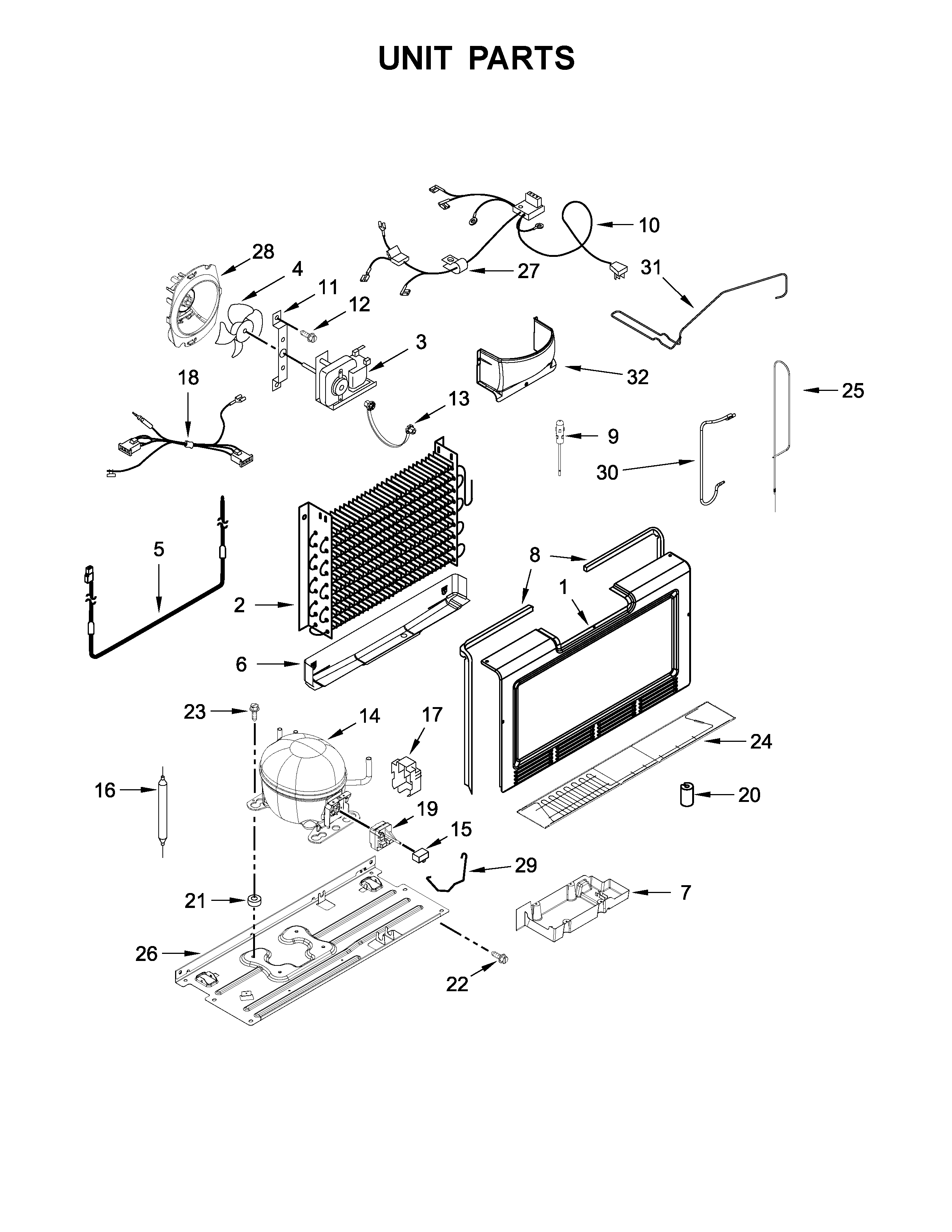 Whirlpool WZF34X16DW04 unit parts diagram