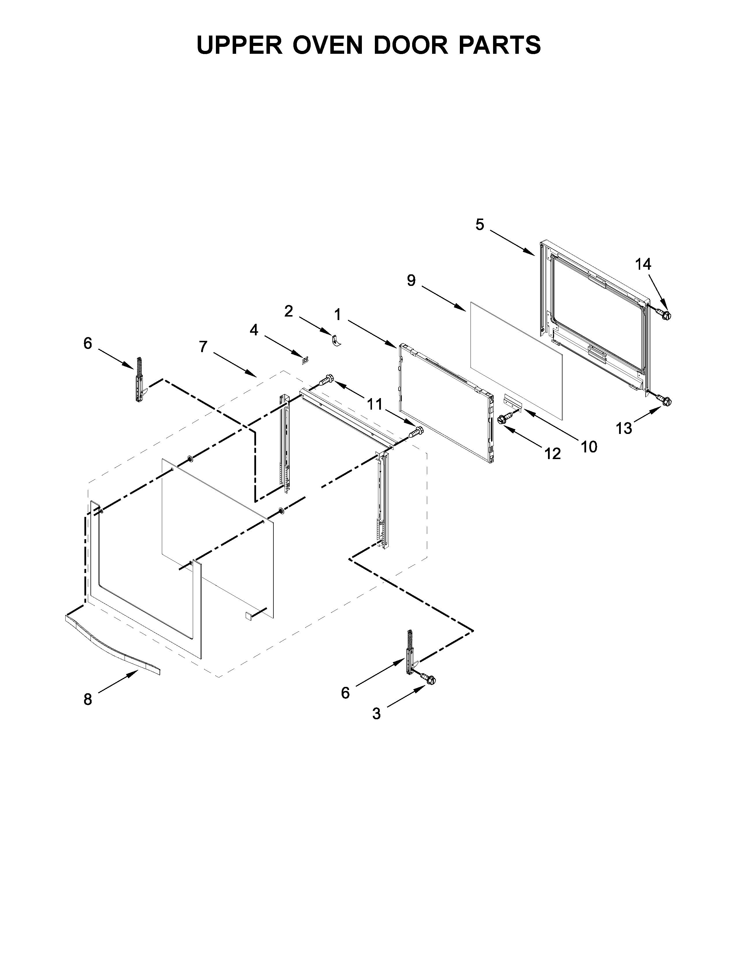 Whirlpool WOD97ES0ES03 upper oven door parts diagram