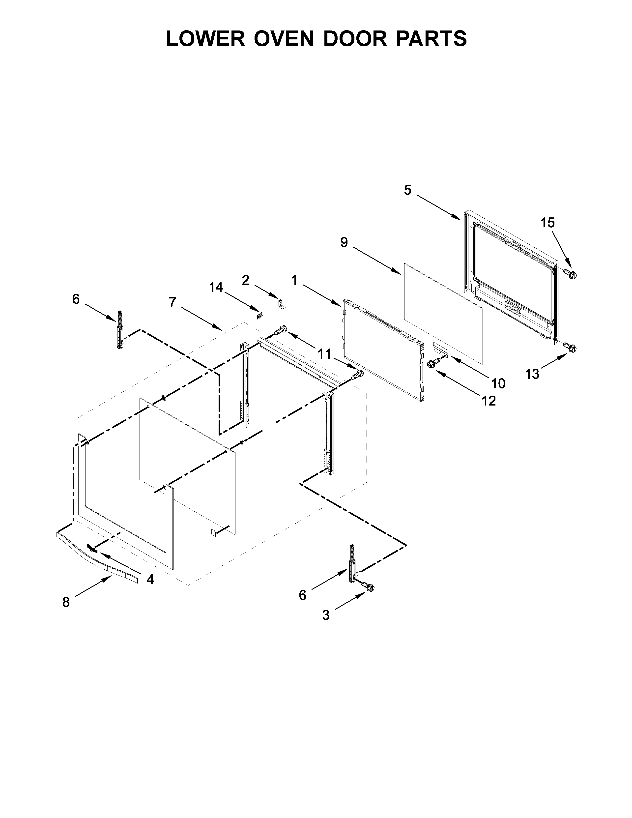 Whirlpool WOD97ES0ES03 lower oven door parts diagram