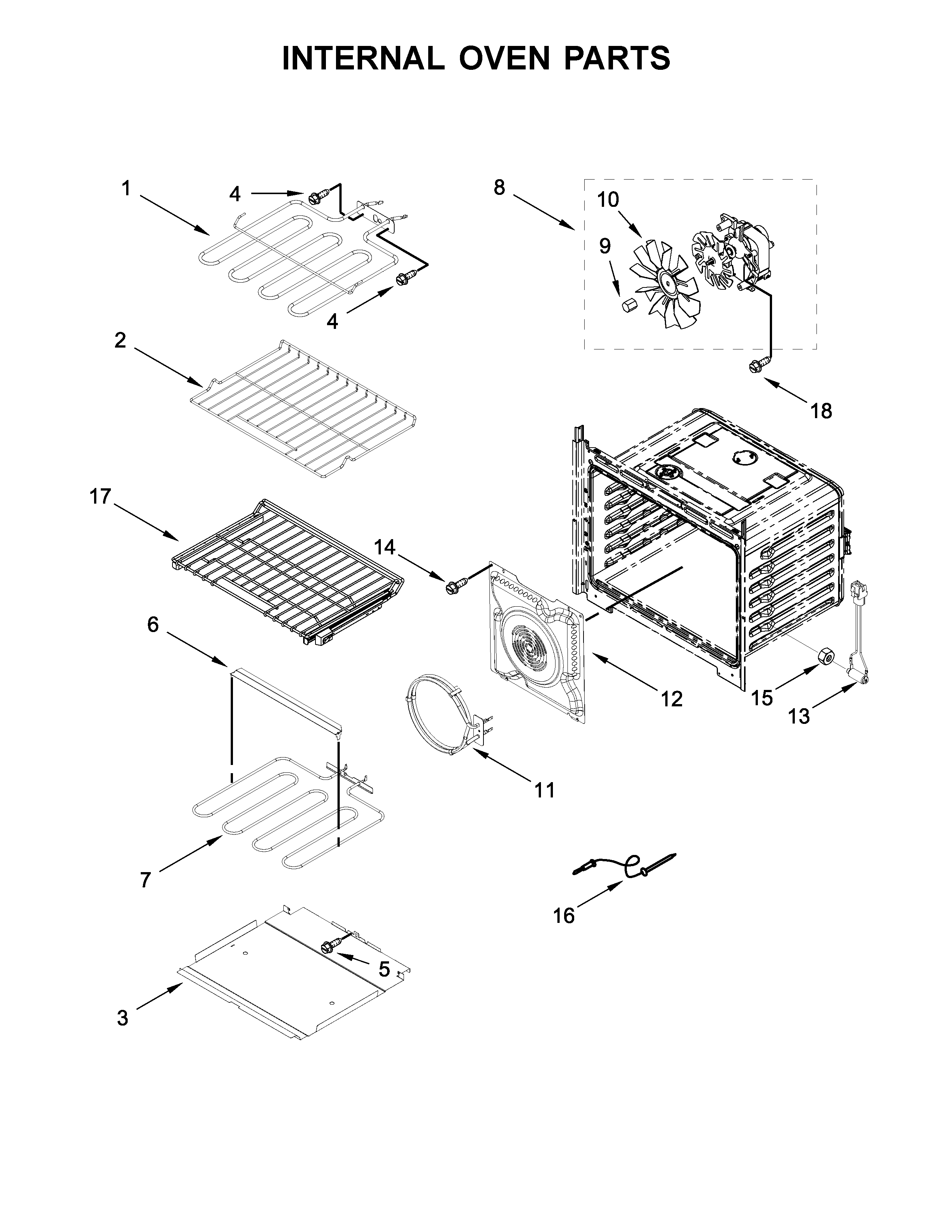 Whirlpool WOD97ES0ES03 internal oven parts diagram