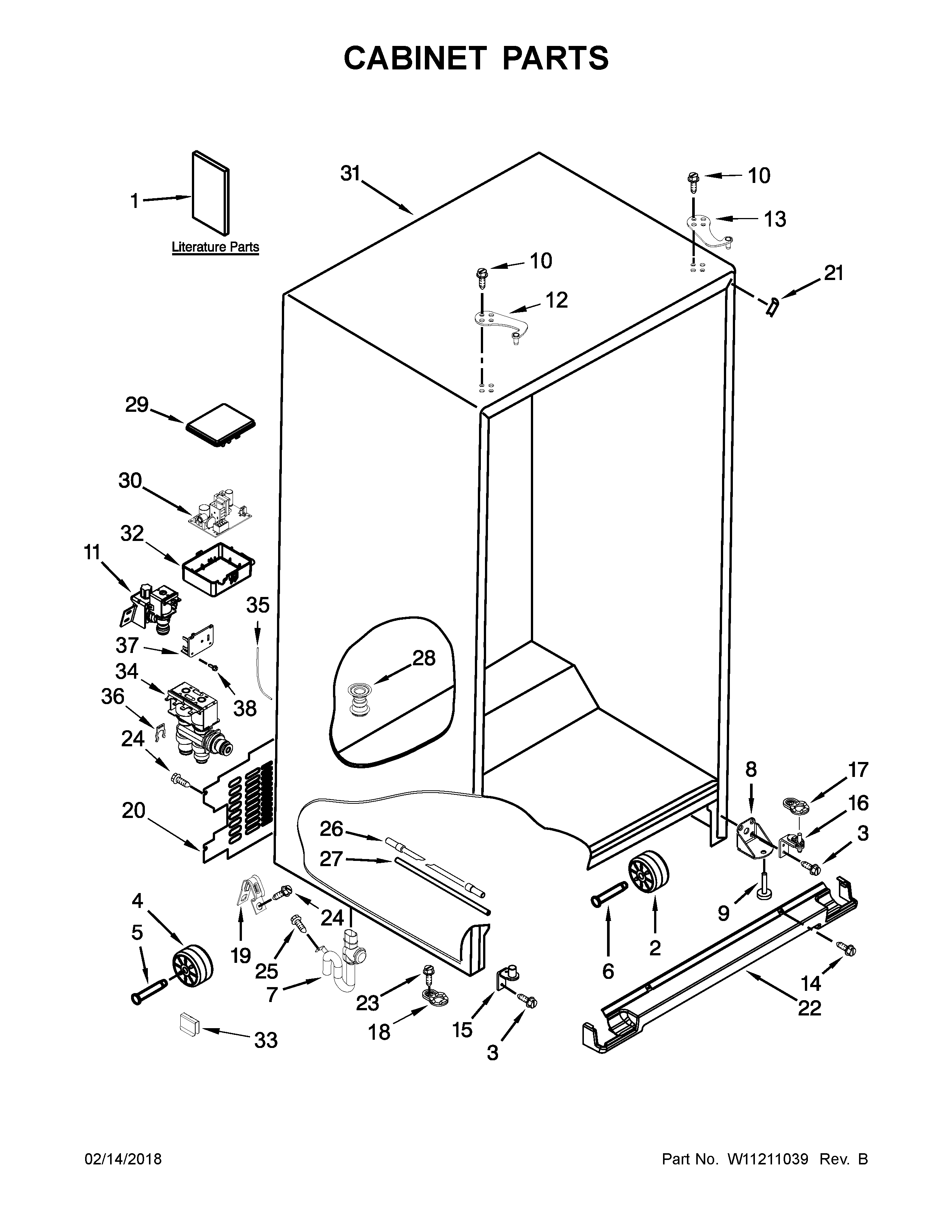 Whirlpool WRS571CIHW00 cabinet parts diagram