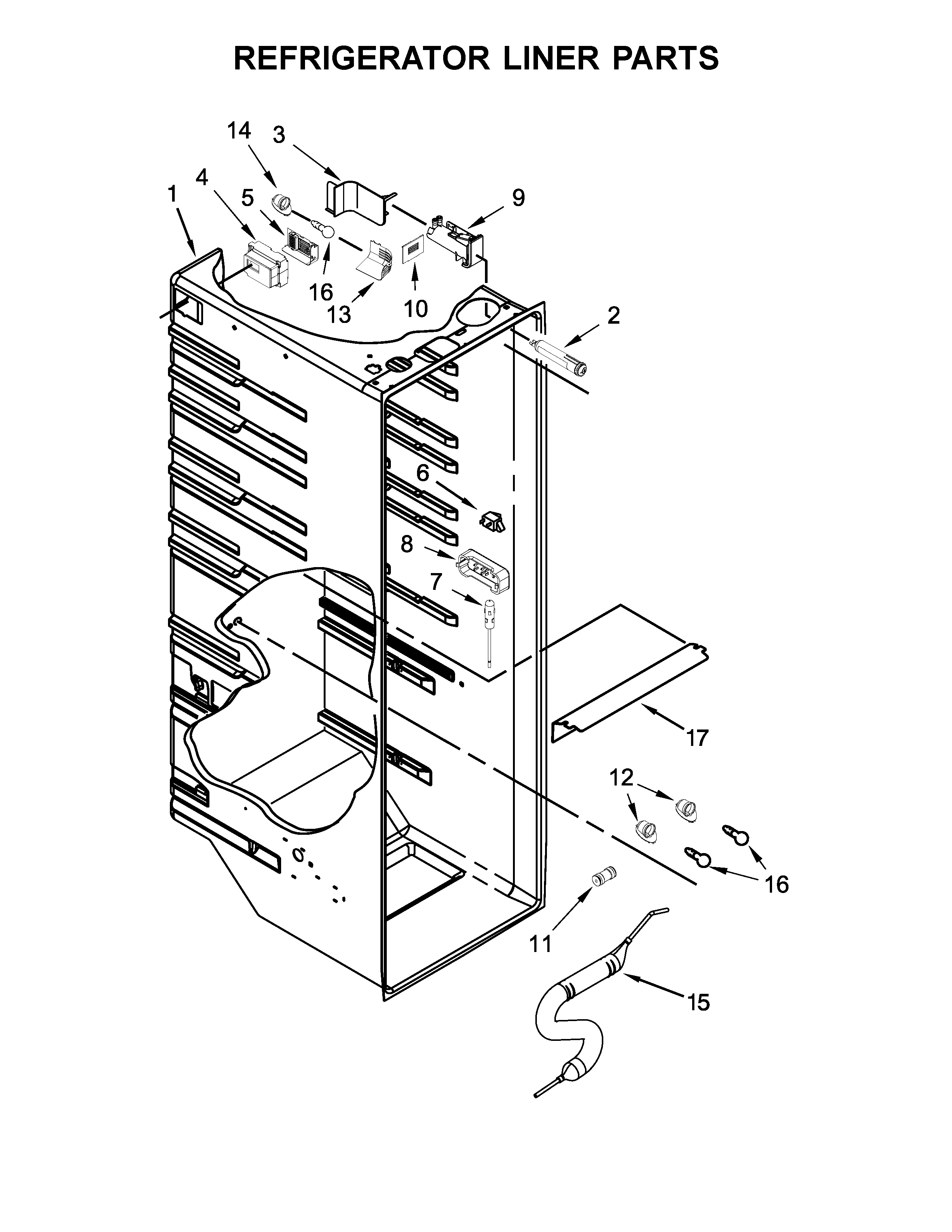 Whirlpool WRS571CIHW00 refrigerator liner parts diagram