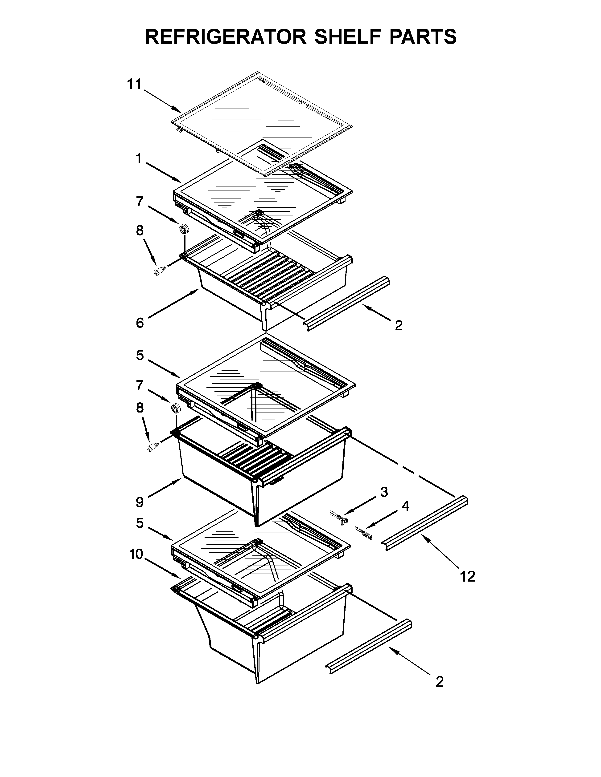 Whirlpool WRS571CIHW00 refrigerator shelf parts diagram