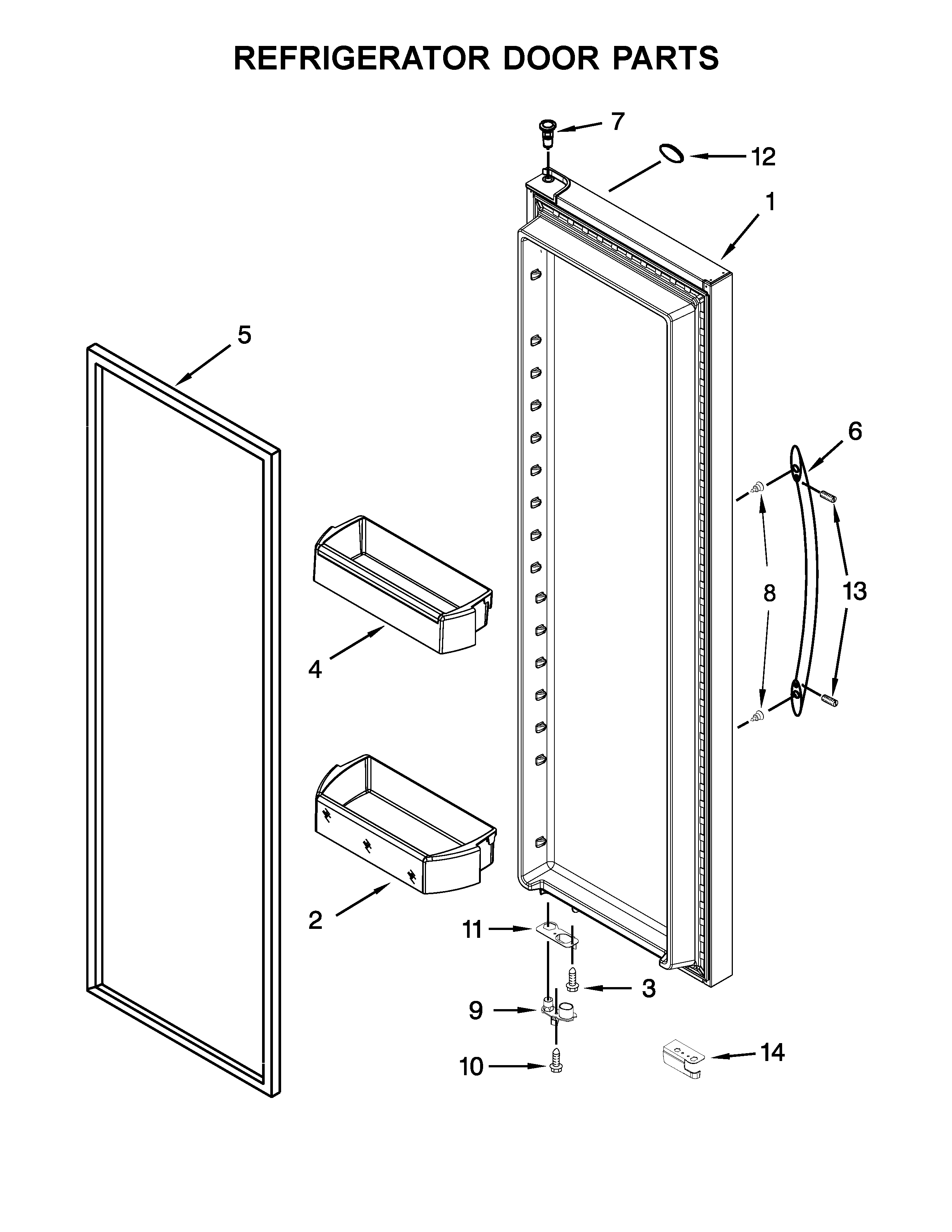 Whirlpool WRS571CIHW00 refrigerator door parts diagram