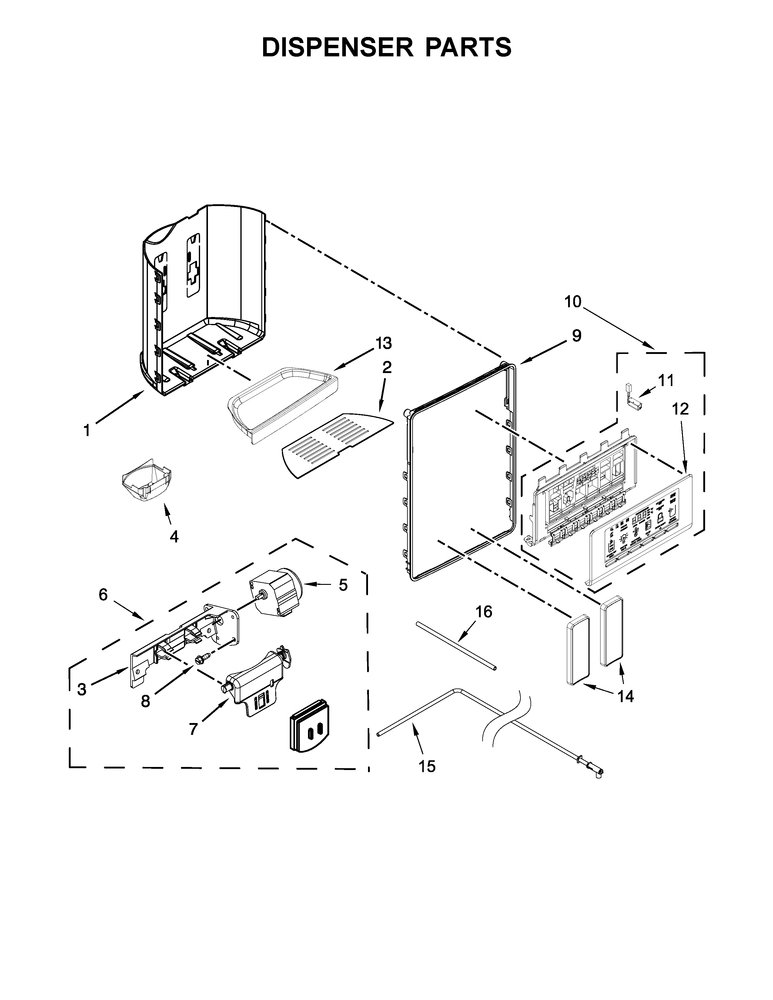 Whirlpool WRS571CIHW00 dispenser parts diagram