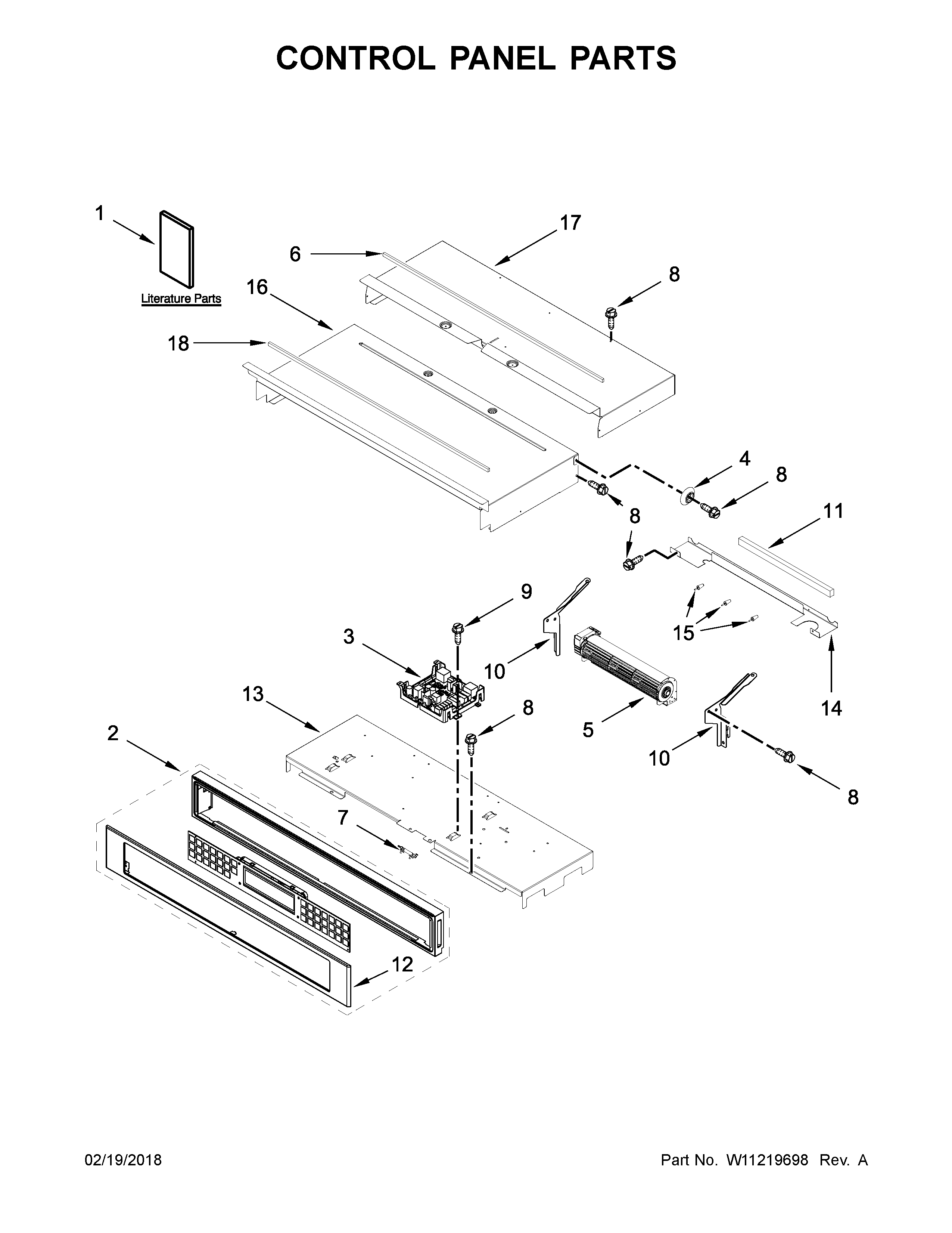 KitchenAid KODE307ESS03 control panel parts diagram