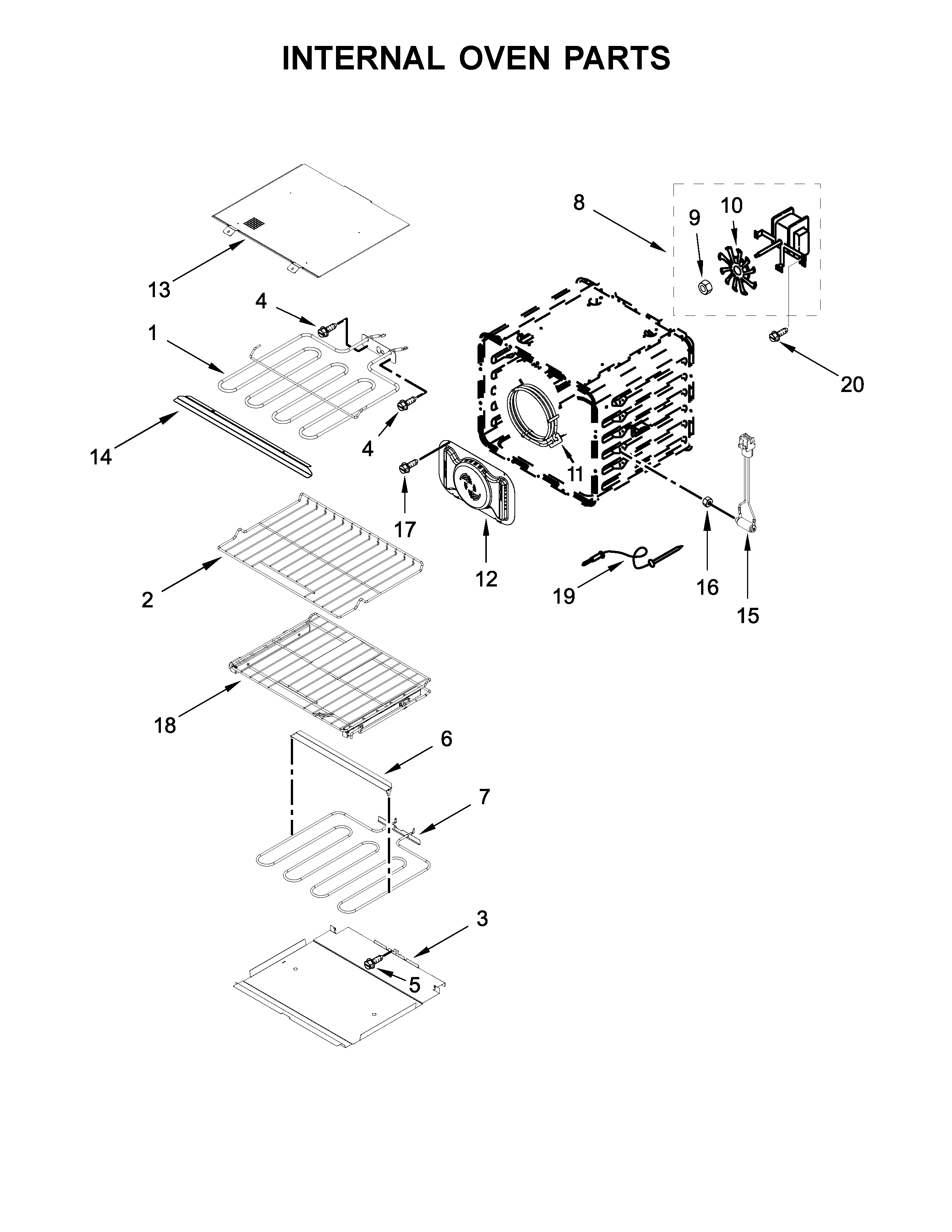 KitchenAid KODE307ESS03 internal oven parts diagram
