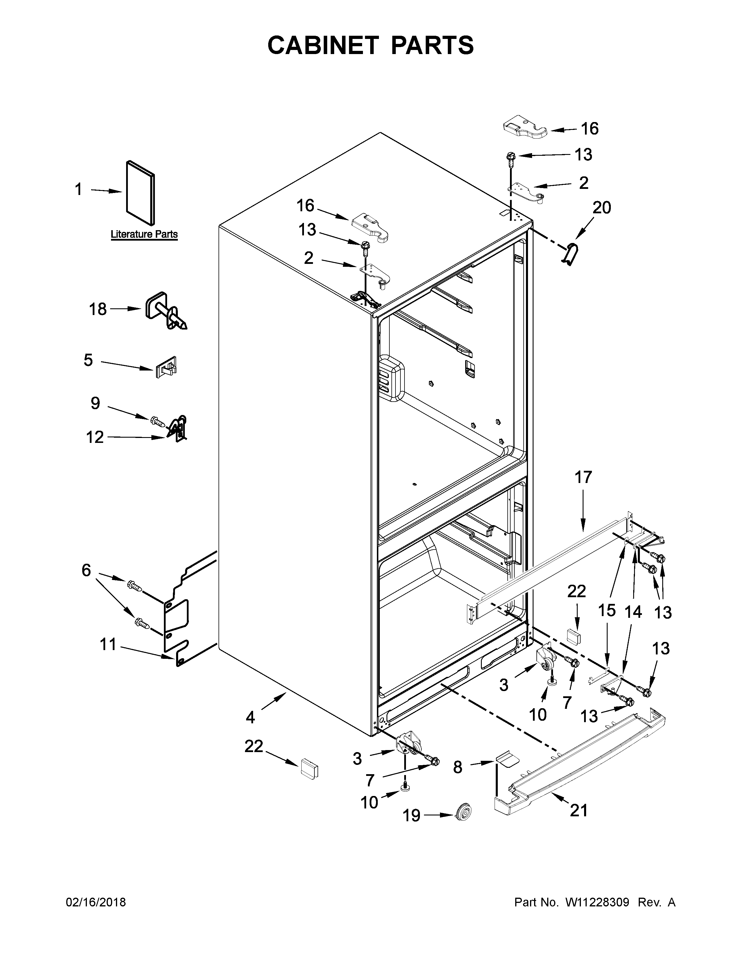 Whirlpool WRFA60SFHZ00 cabinet parts diagram