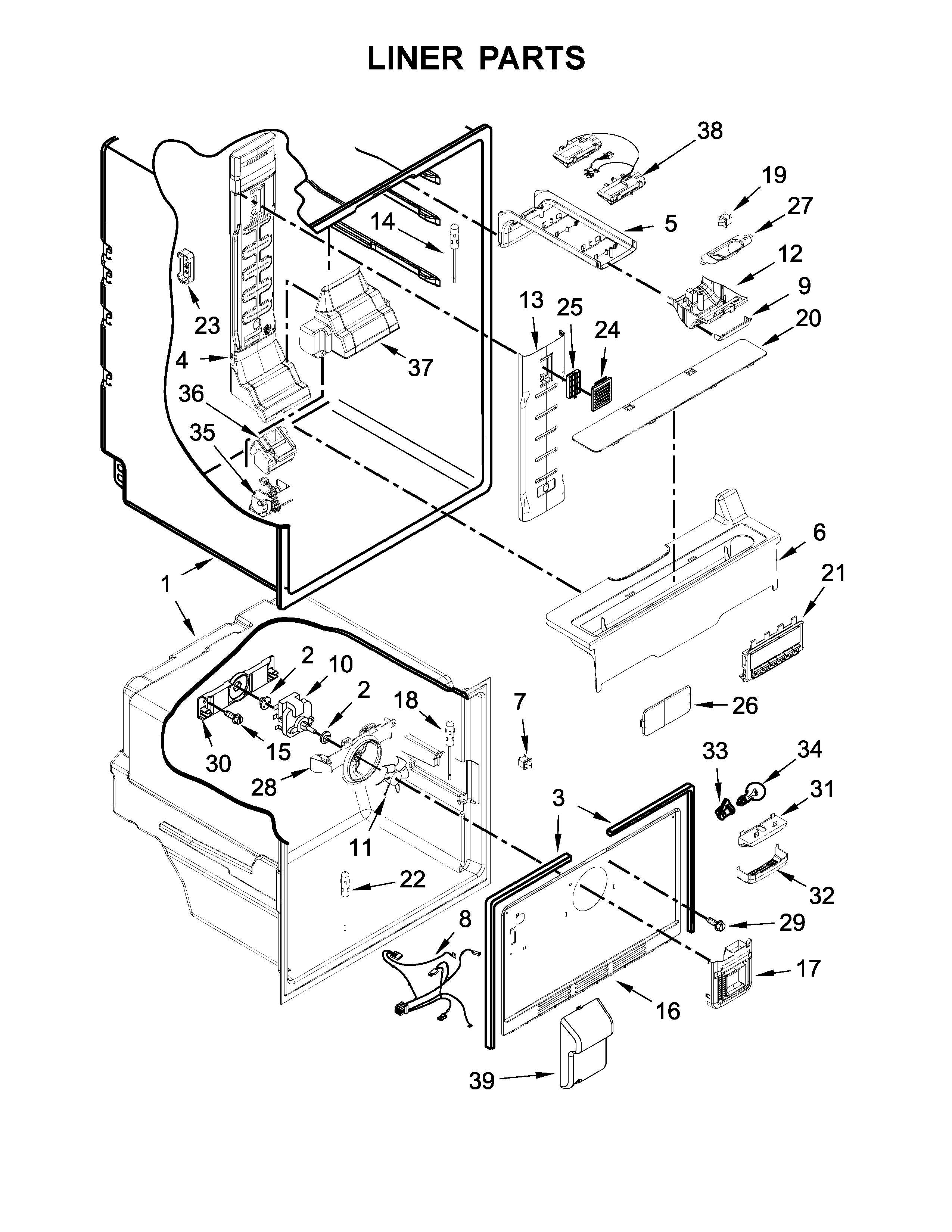Whirlpool WRFA60SFHZ00 liner parts diagram
