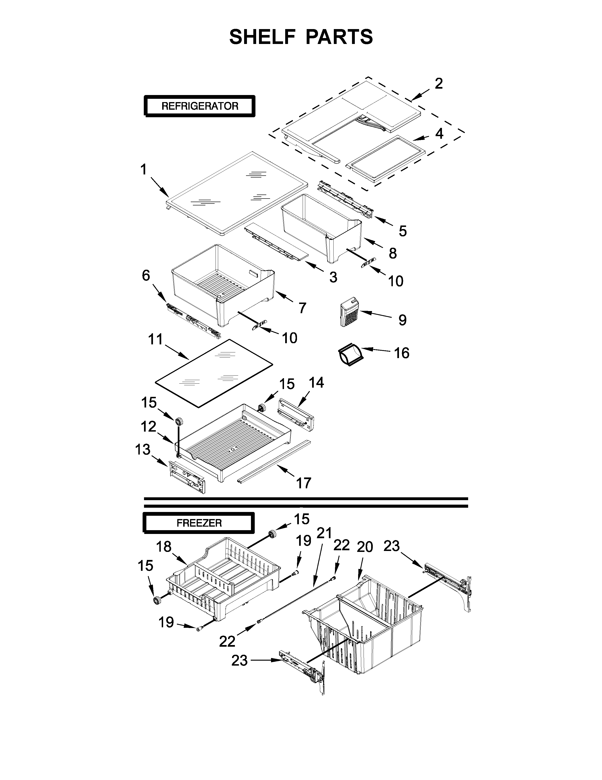 Whirlpool WRFA60SFHZ00 shelf parts diagram