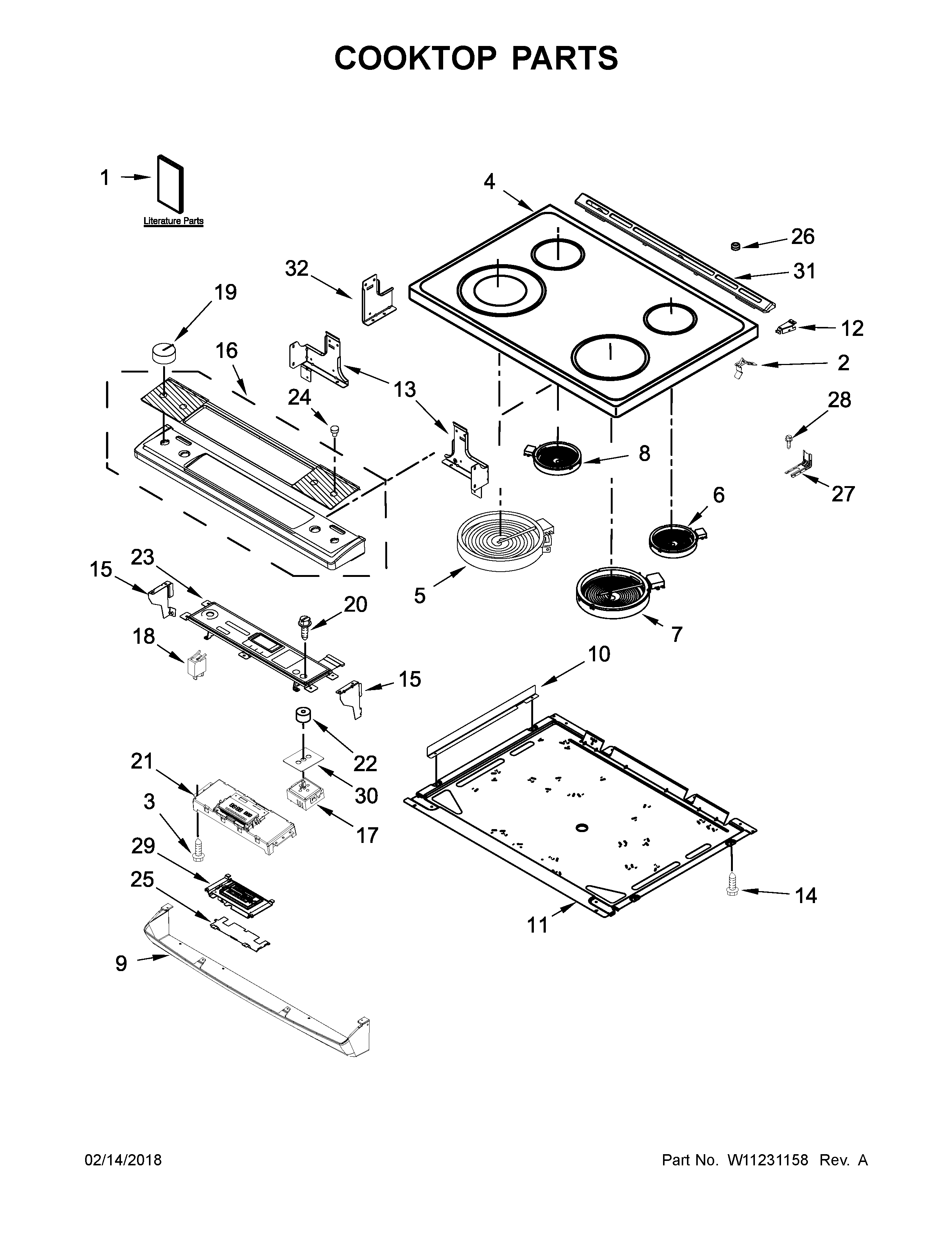 Ikea IEL730CS2 cooktop parts diagram
