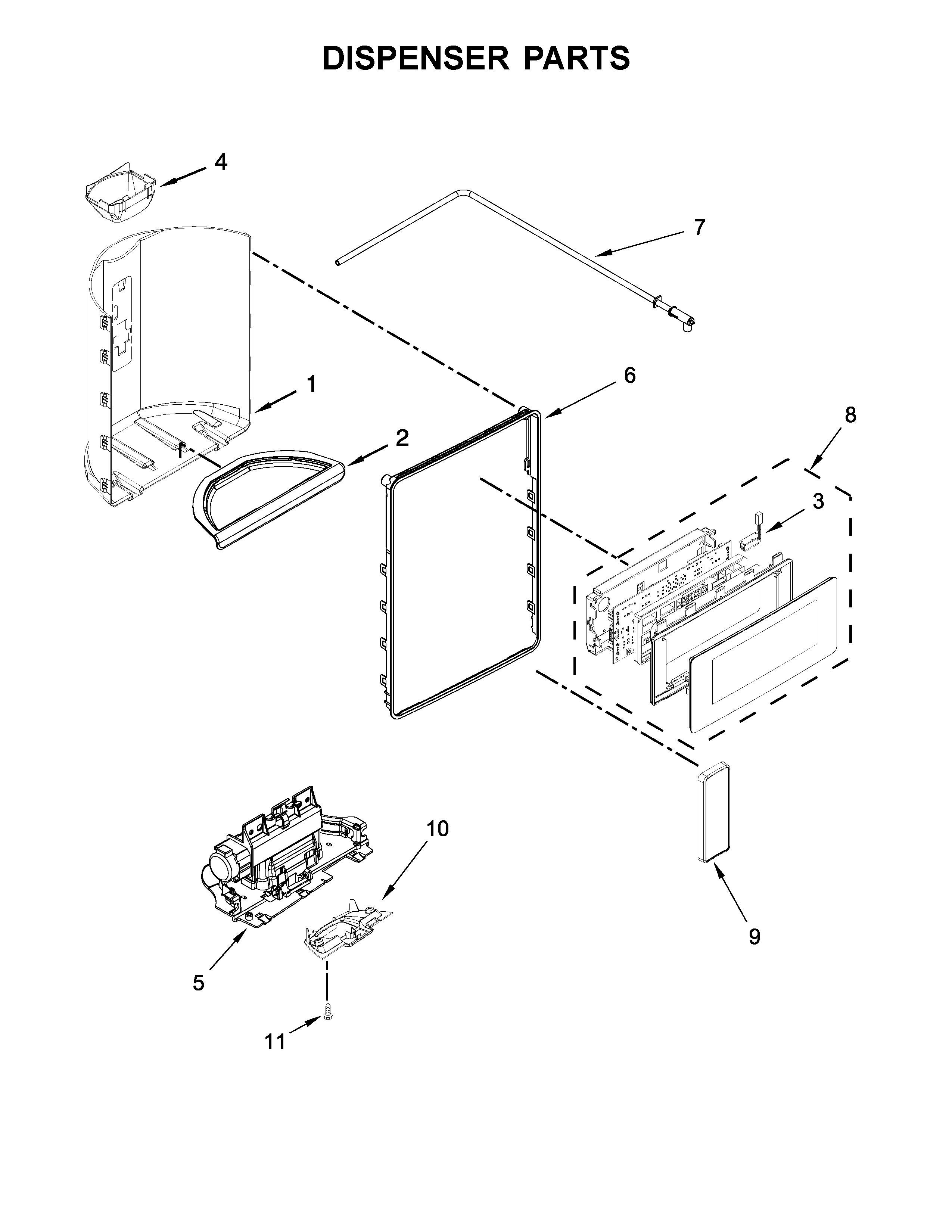 Maytag MSS26C6MFB01 dispenser parts diagram