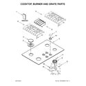 KitchenAid KGCC506RWW05 cooktop, burner and grate parts diagram