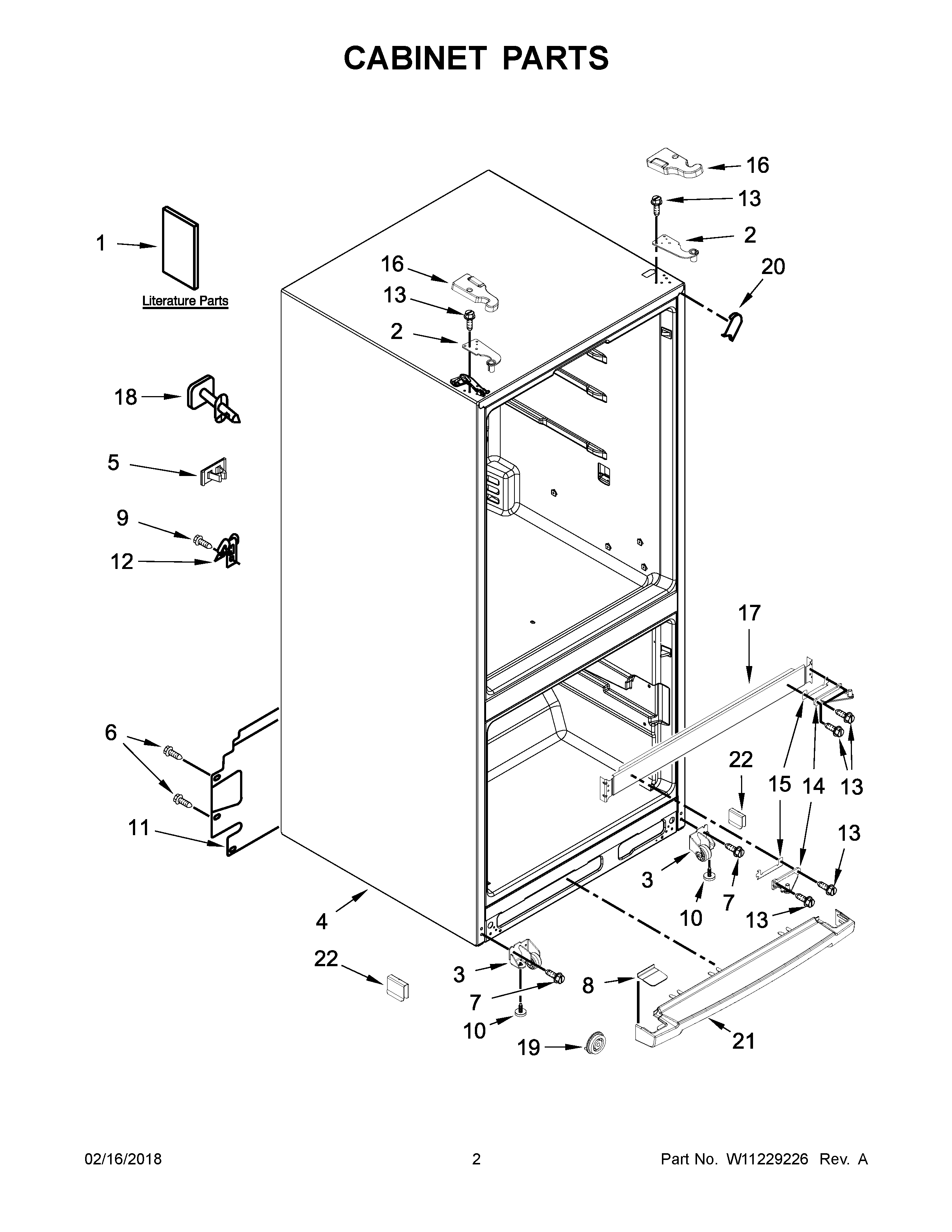 Whirlpool WRFA60SFHN00 cabinet parts diagram