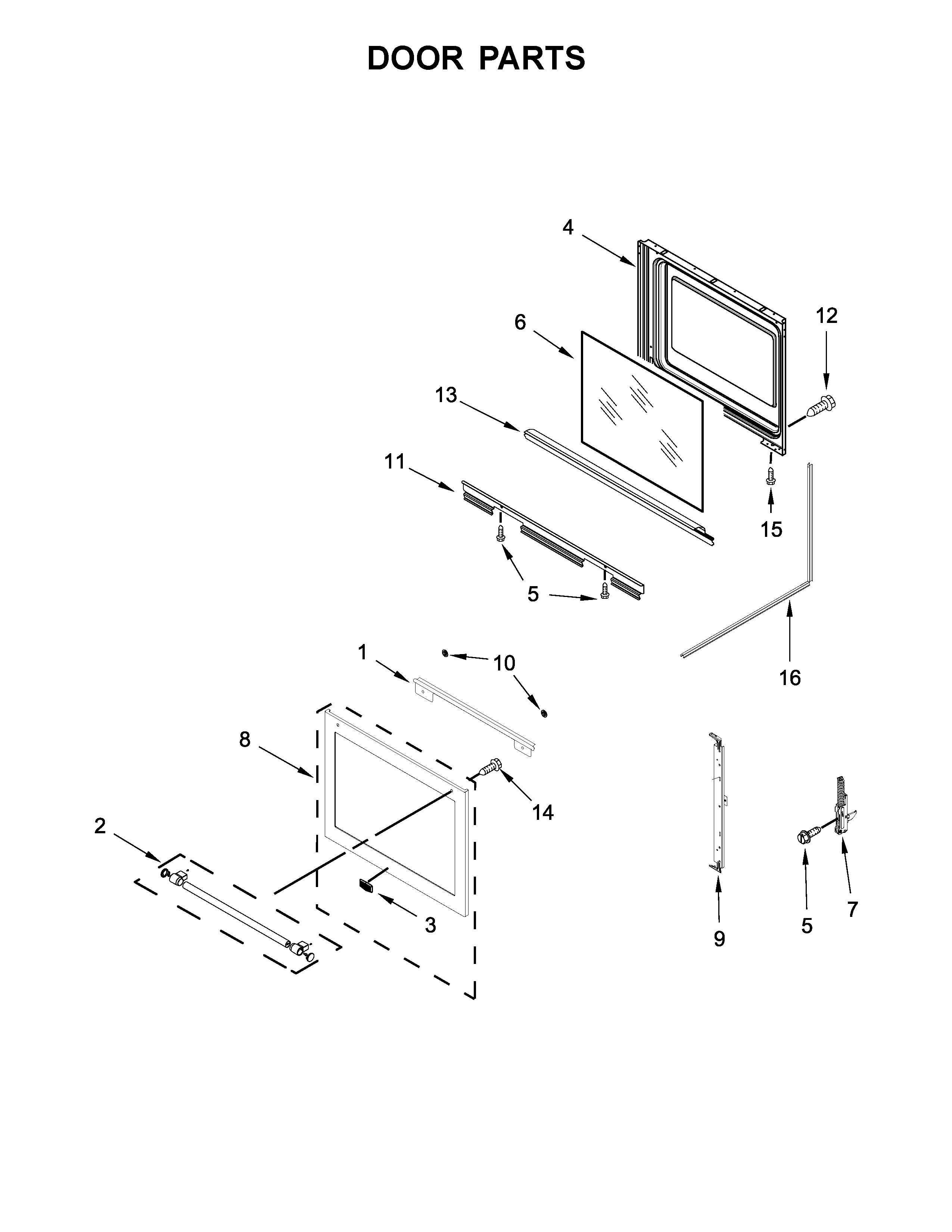 Maytag MES8800FZ1 door parts diagram