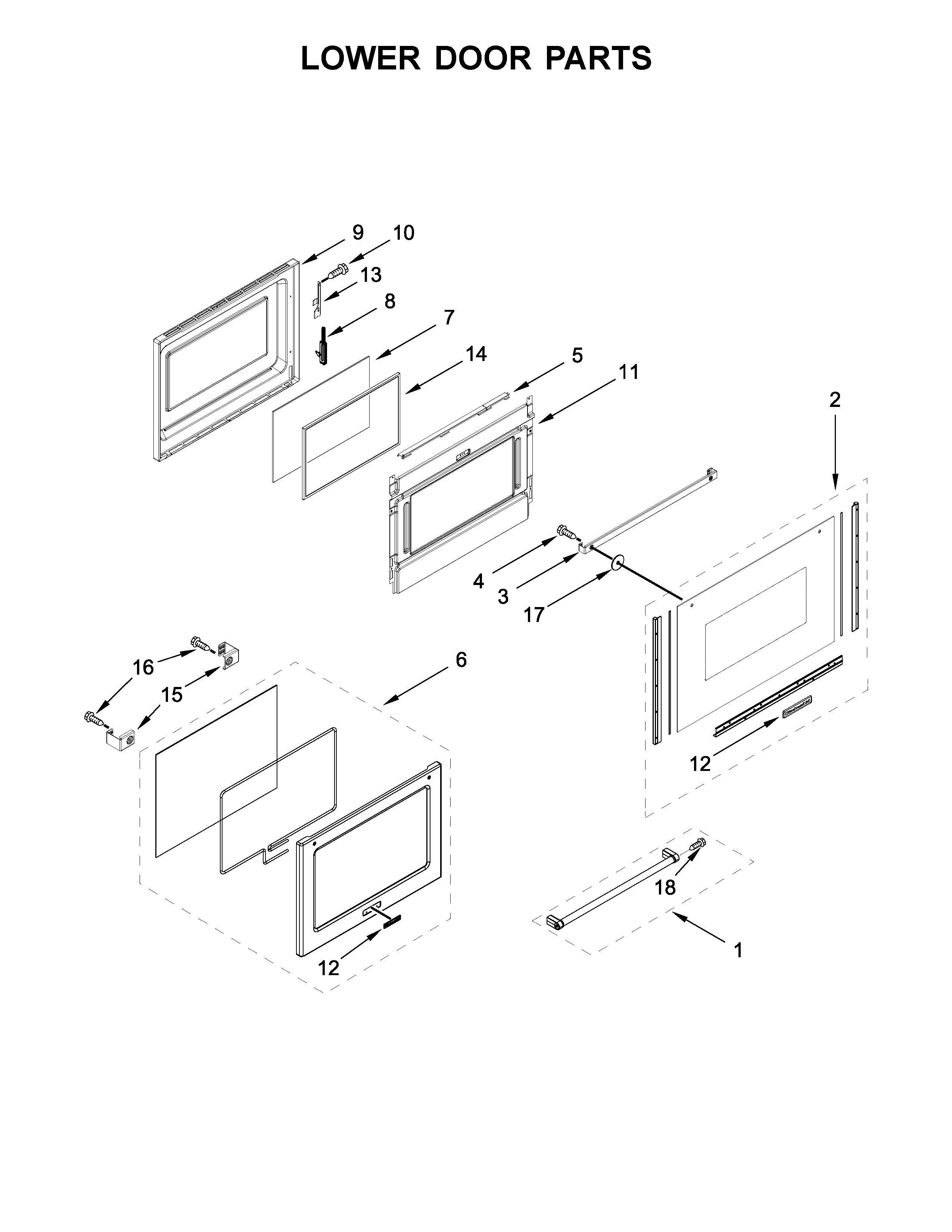 KitchenAid KFED500EWH03 lower door parts diagram