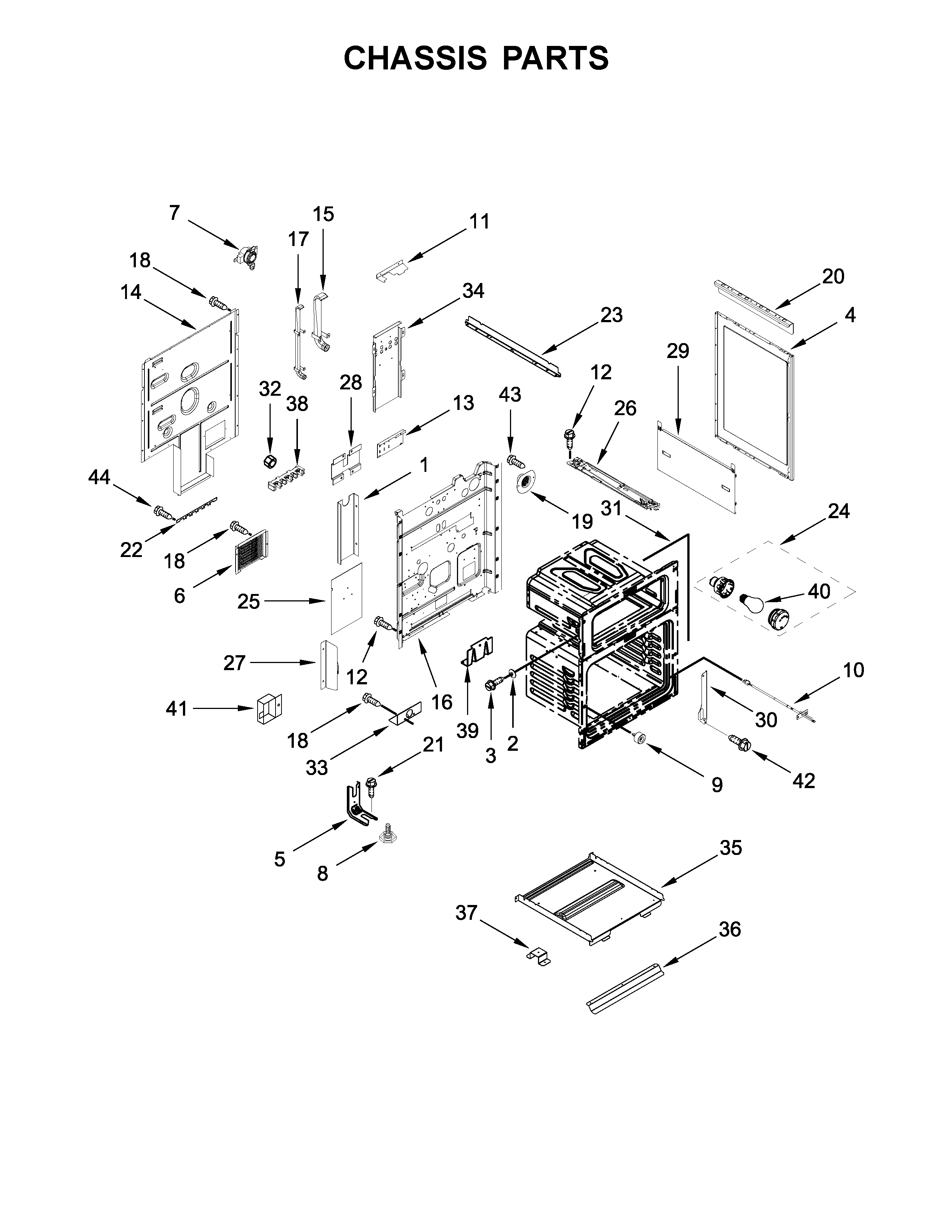 Whirlpool WGE745C0FE01 chassis parts diagram