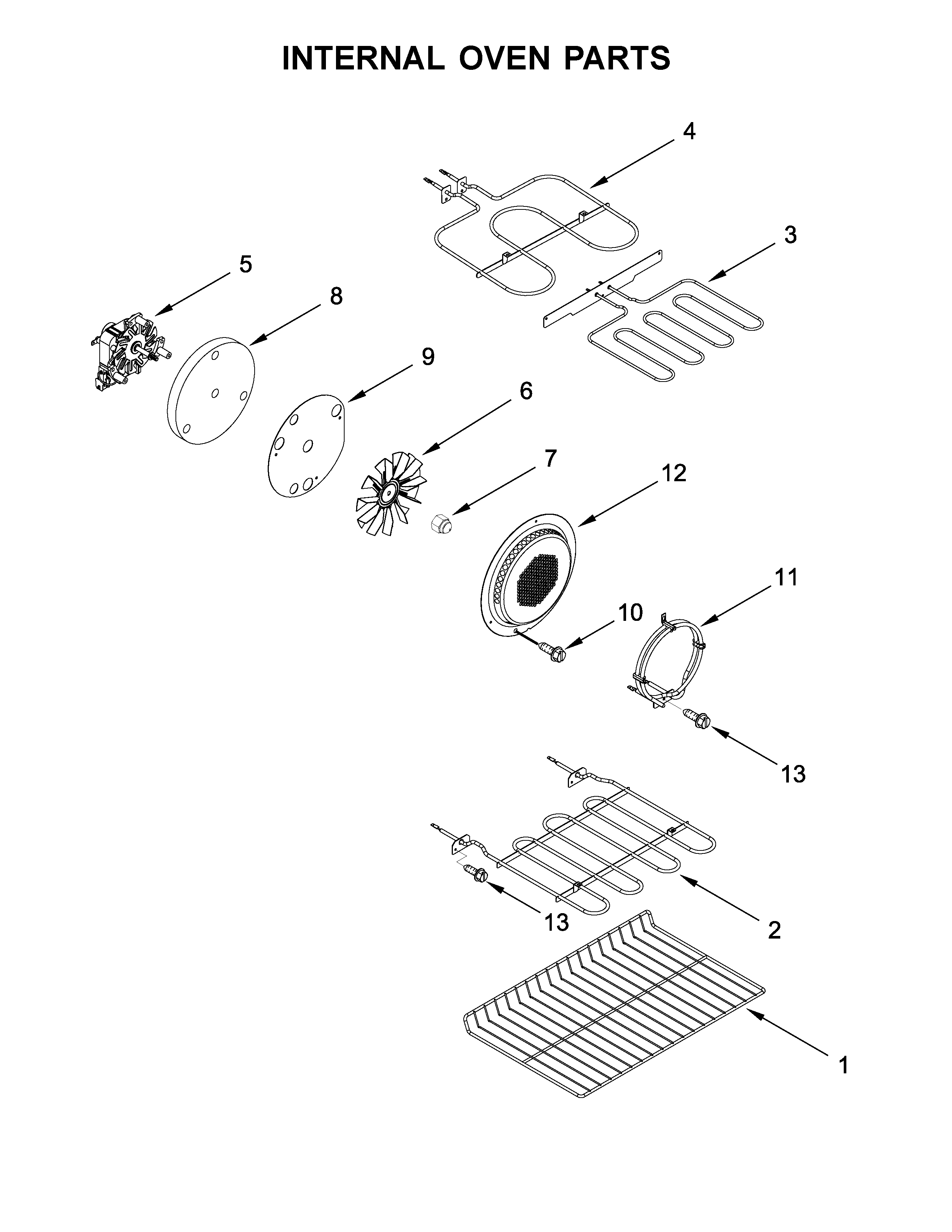 Whirlpool WGE745C0FE01 internal oven parts diagram