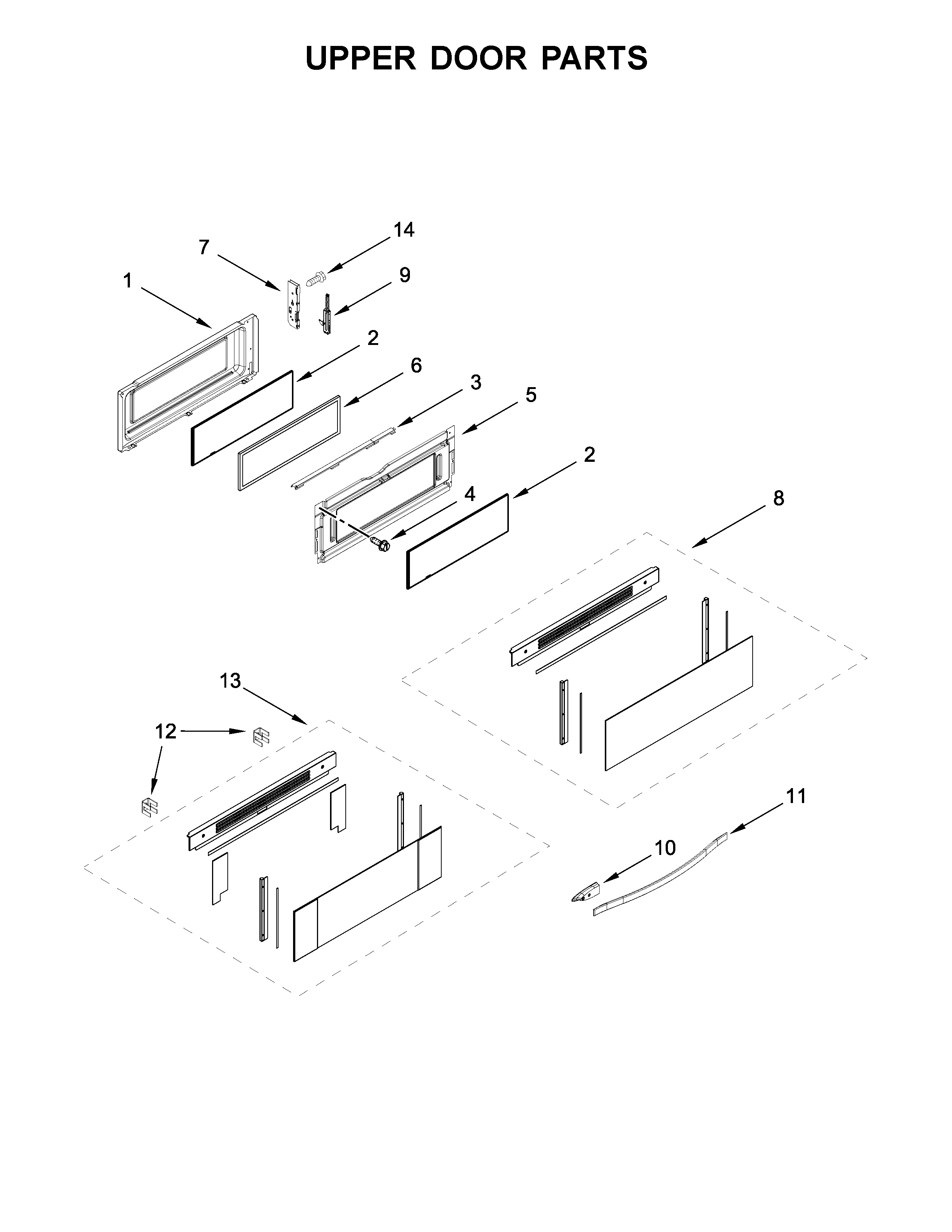 Whirlpool WGE745C0FE01 upper door parts diagram