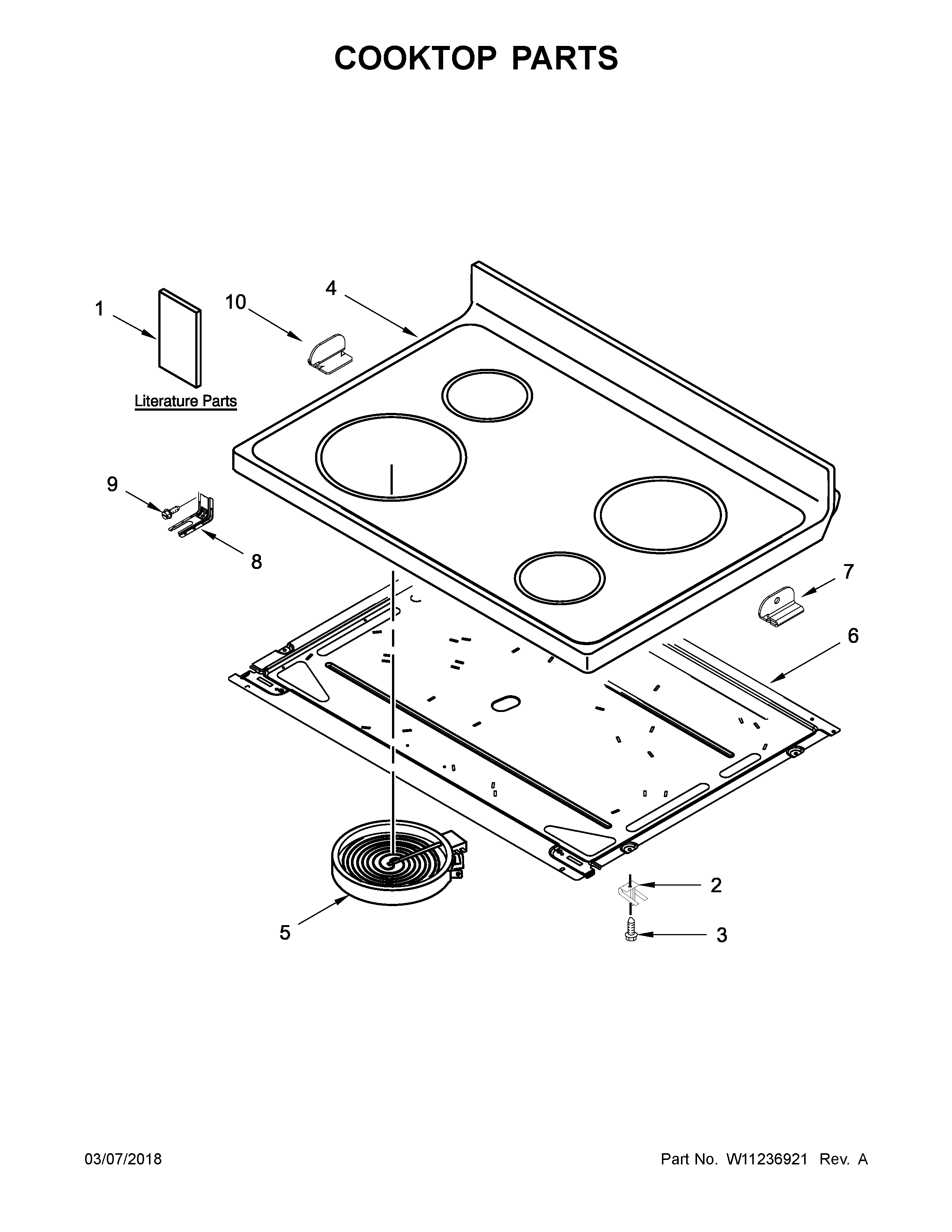 Ikea IES350XW5 cooktop parts diagram
