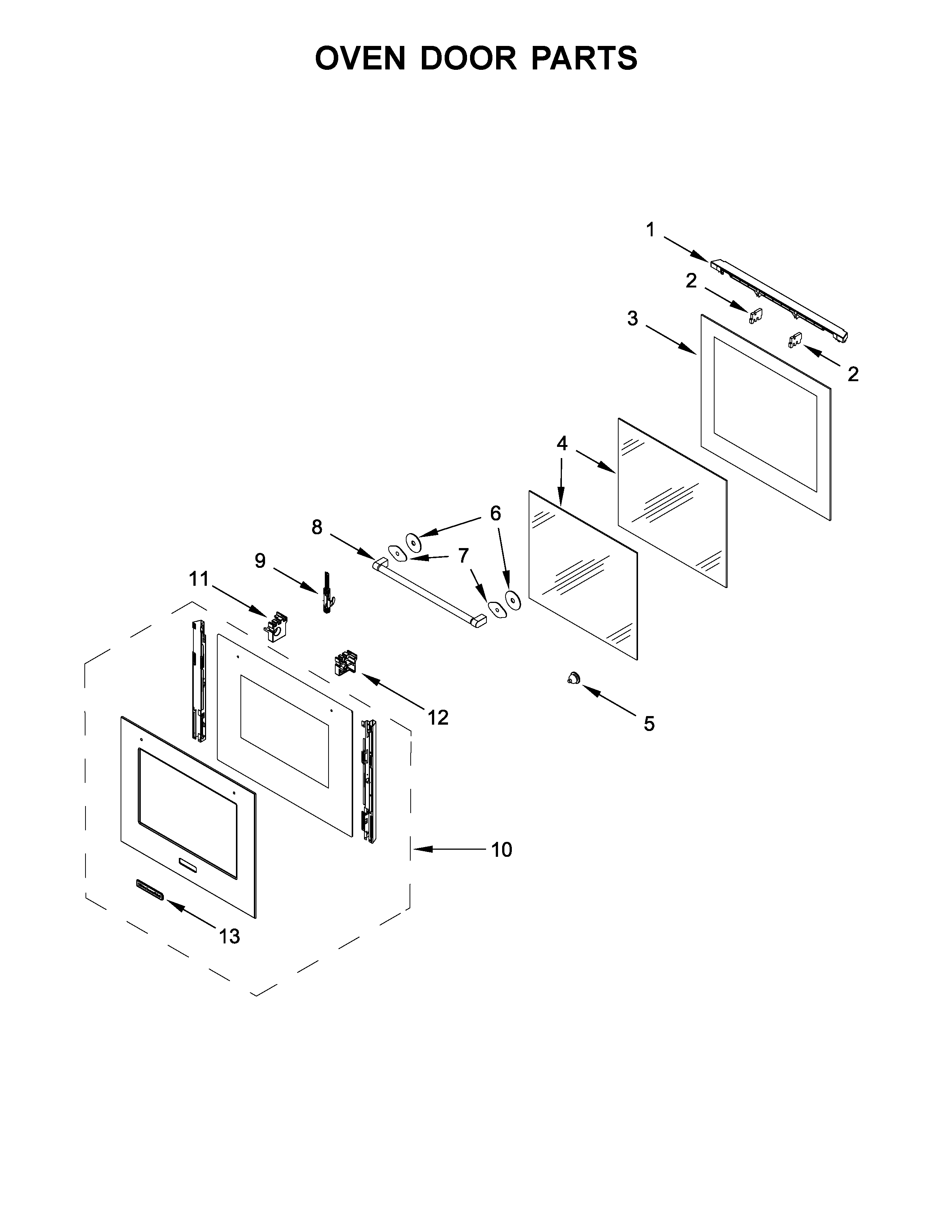 KitchenAid KOSC104FSS0 oven door parts diagram