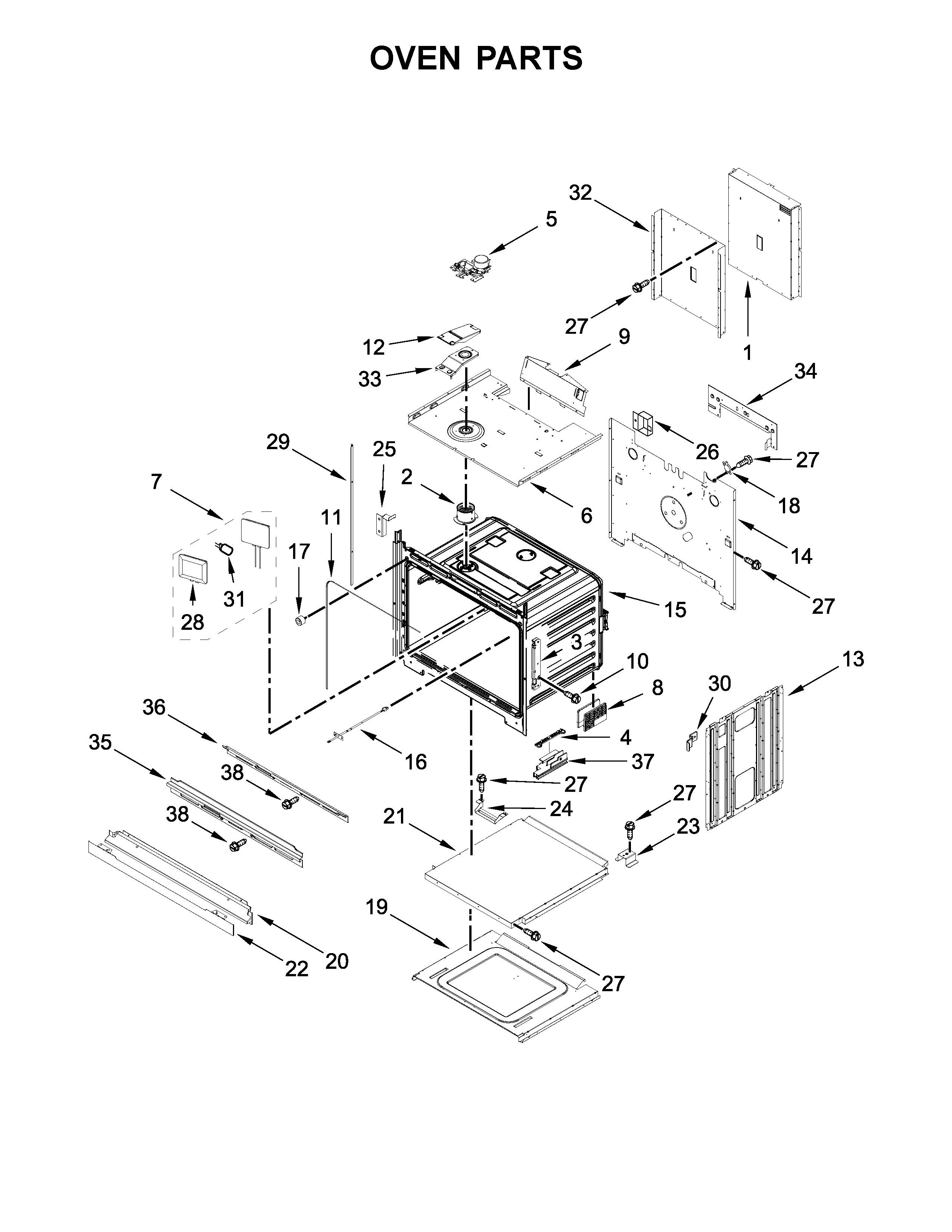 Jenn-Air JJW2730DS02 oven parts diagram
