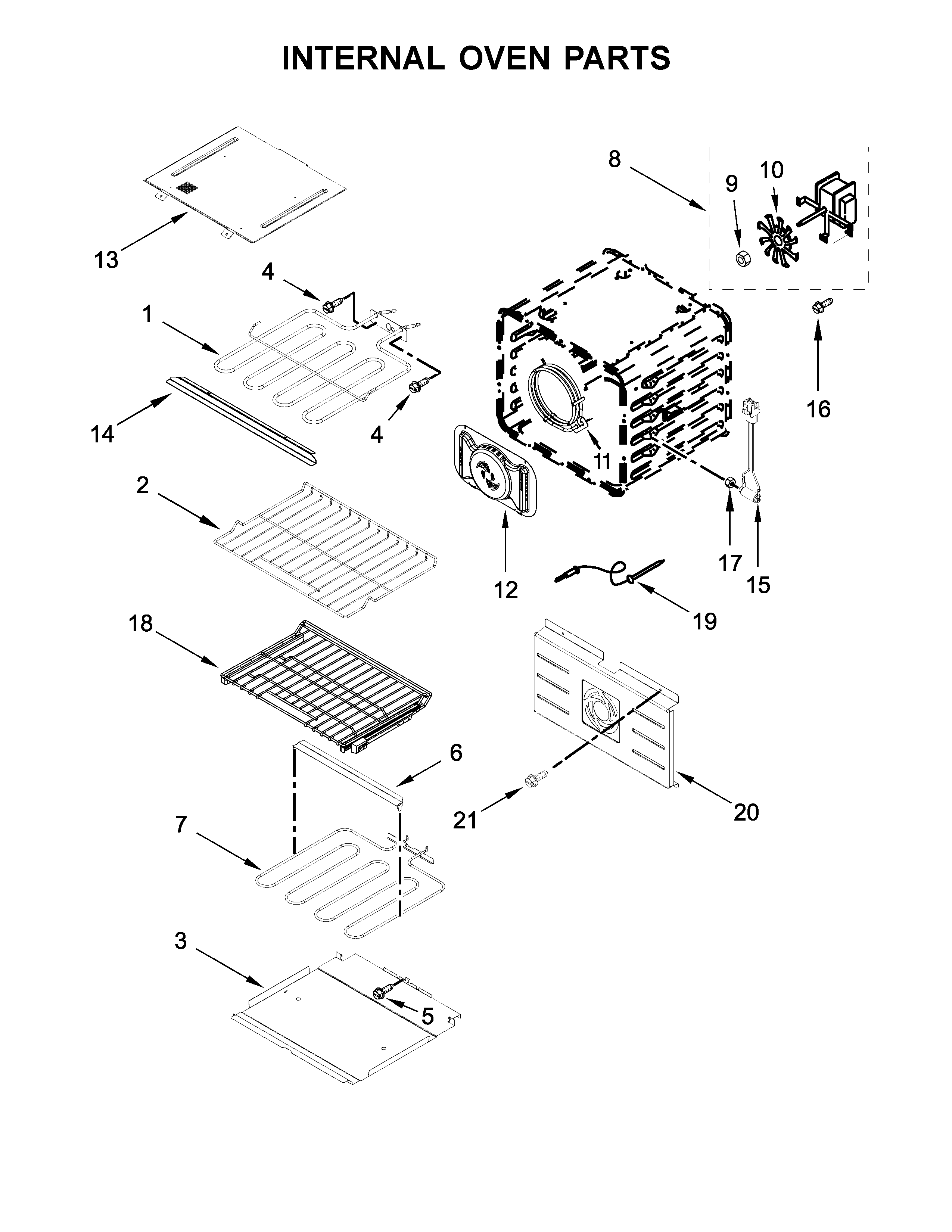 Jenn-Air JJW2730DS02 internal oven parts diagram