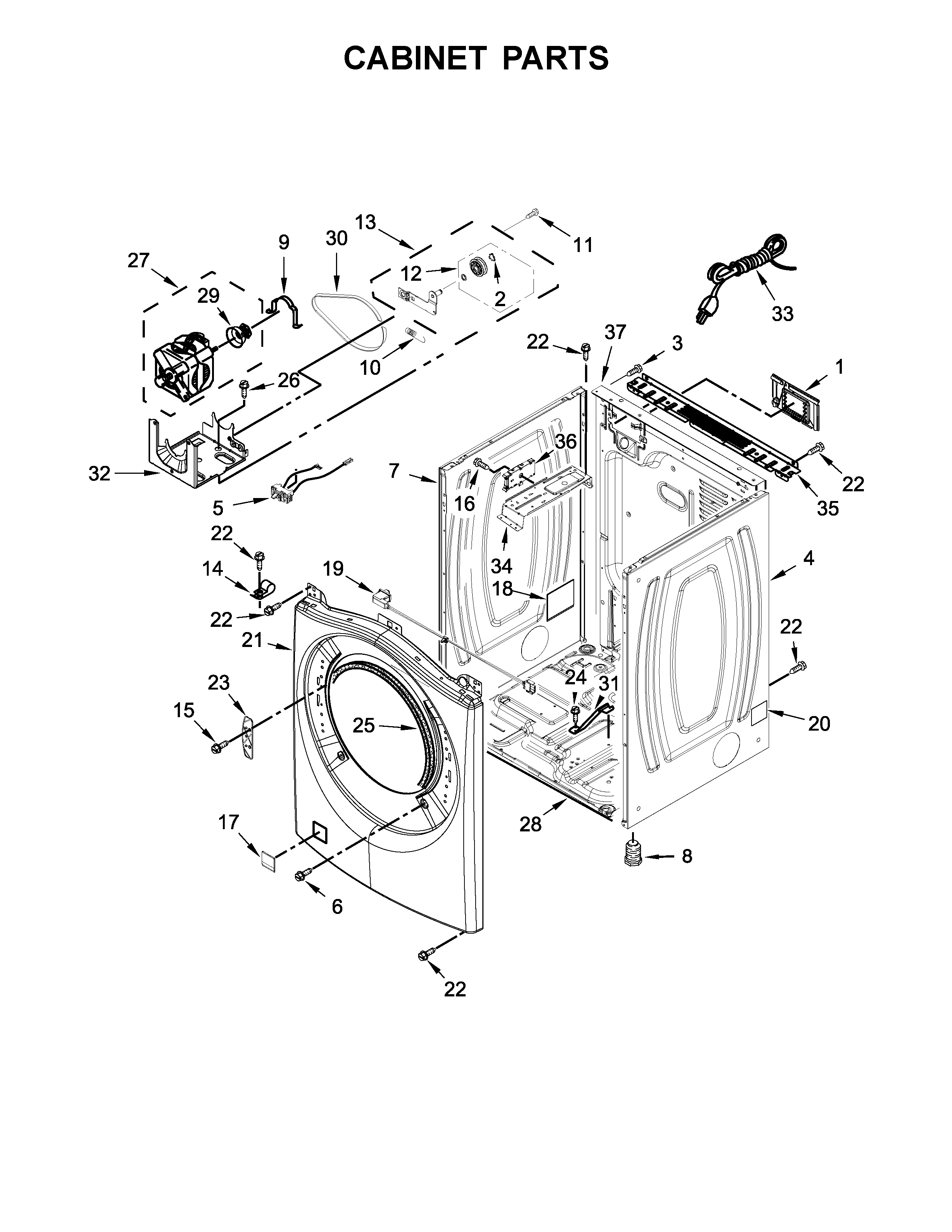 Whirlpool WGD92HEFW1 cabinet parts diagram